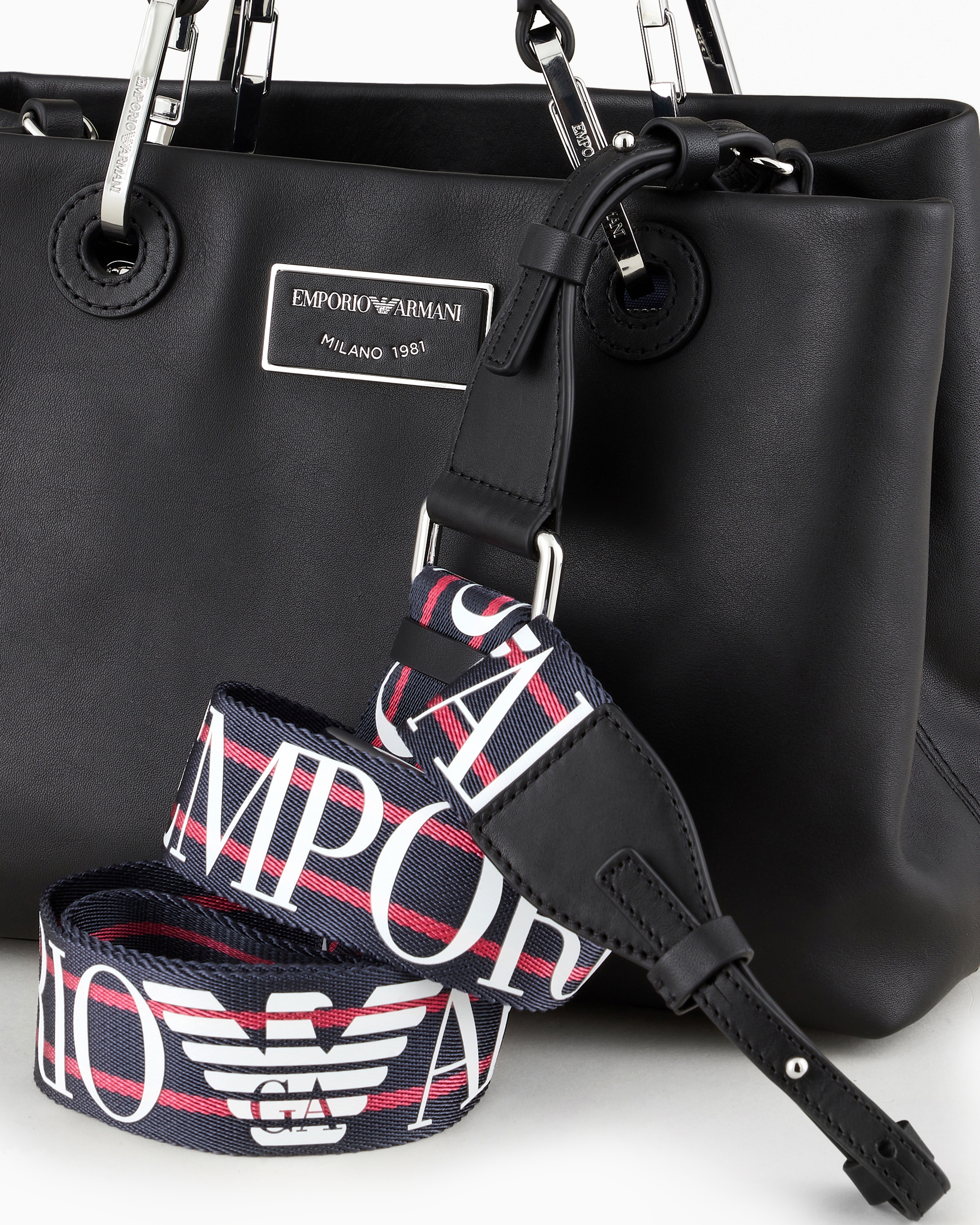Emporio Armani Official Store Small Myea Shopper Bag In Ecological Leather In Black