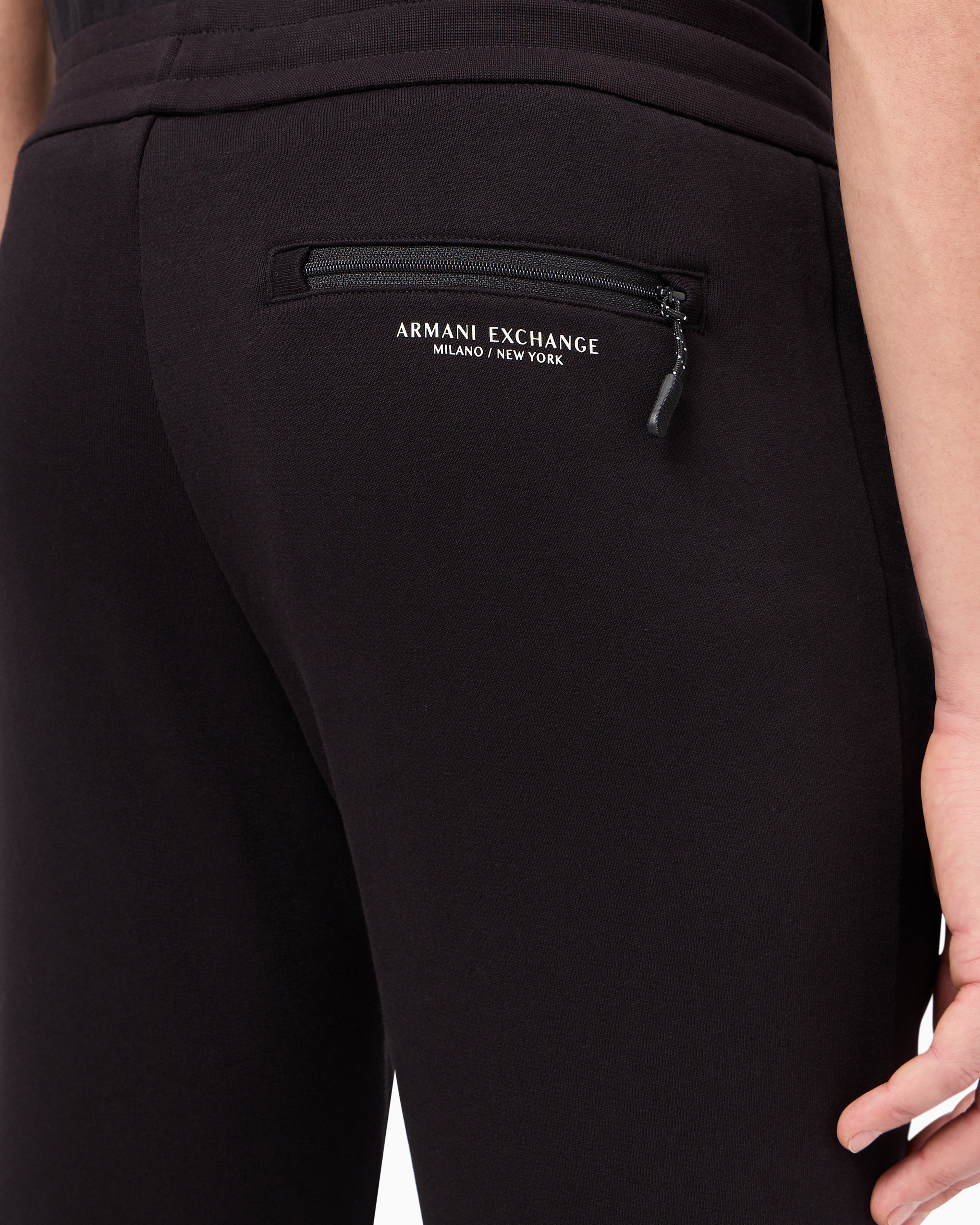 Armani Exchange Soft Yarn Jogger Pants With Logo In Black