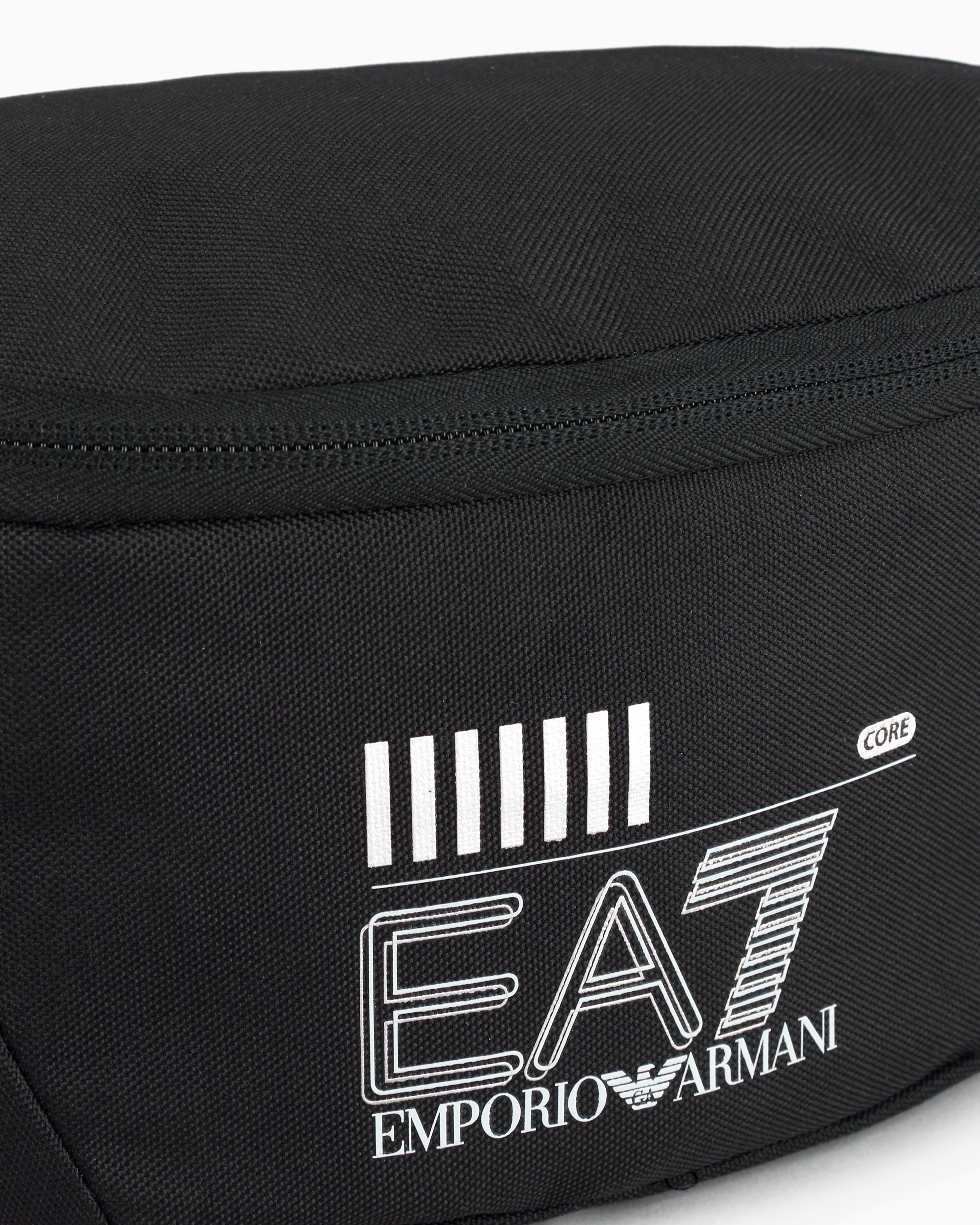 Emporio Armani Train Core Recycled Fabric Belt Bag In Black