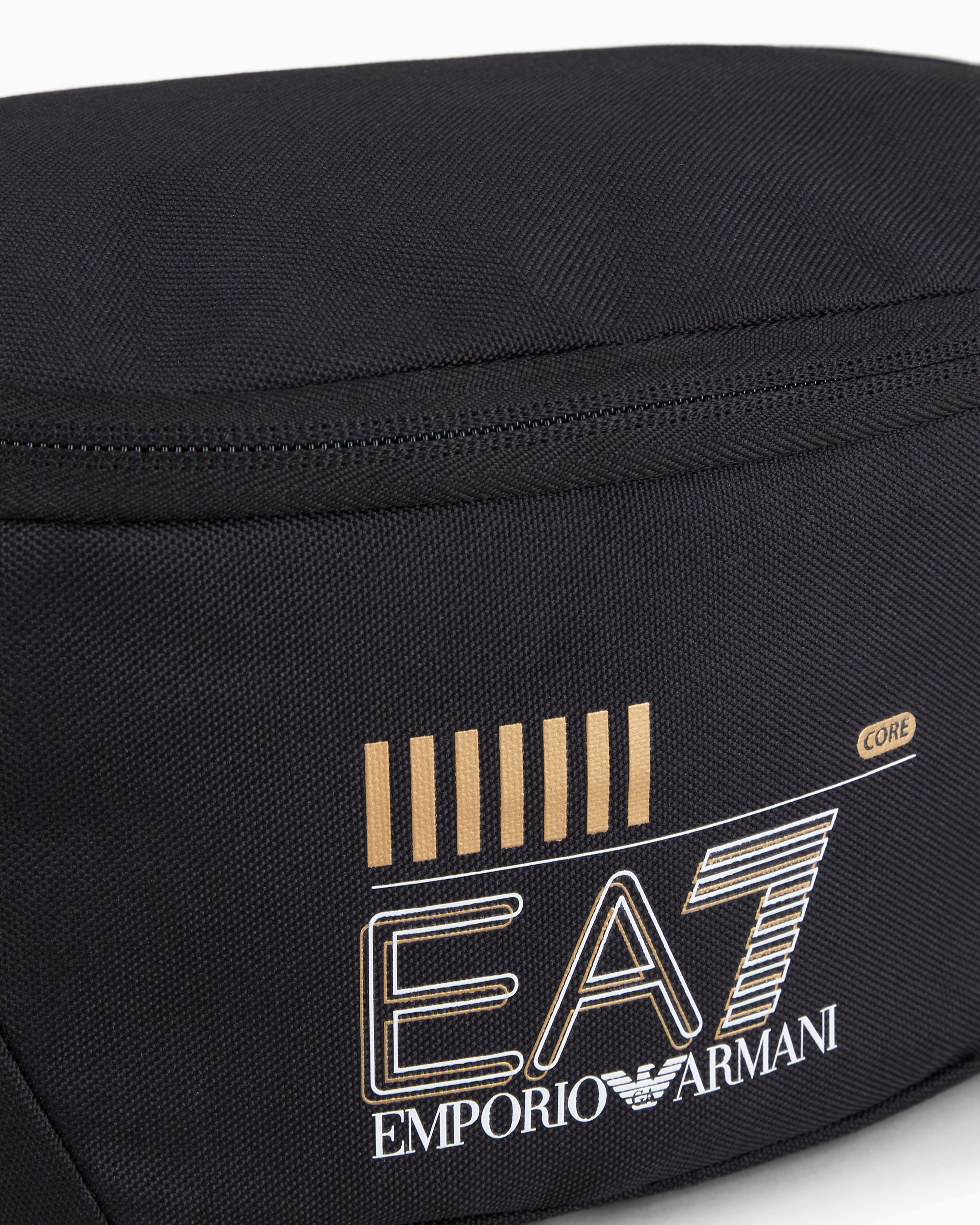 Emporio Armani Train Core Recycled Fabric Belt Bag In Black Logo