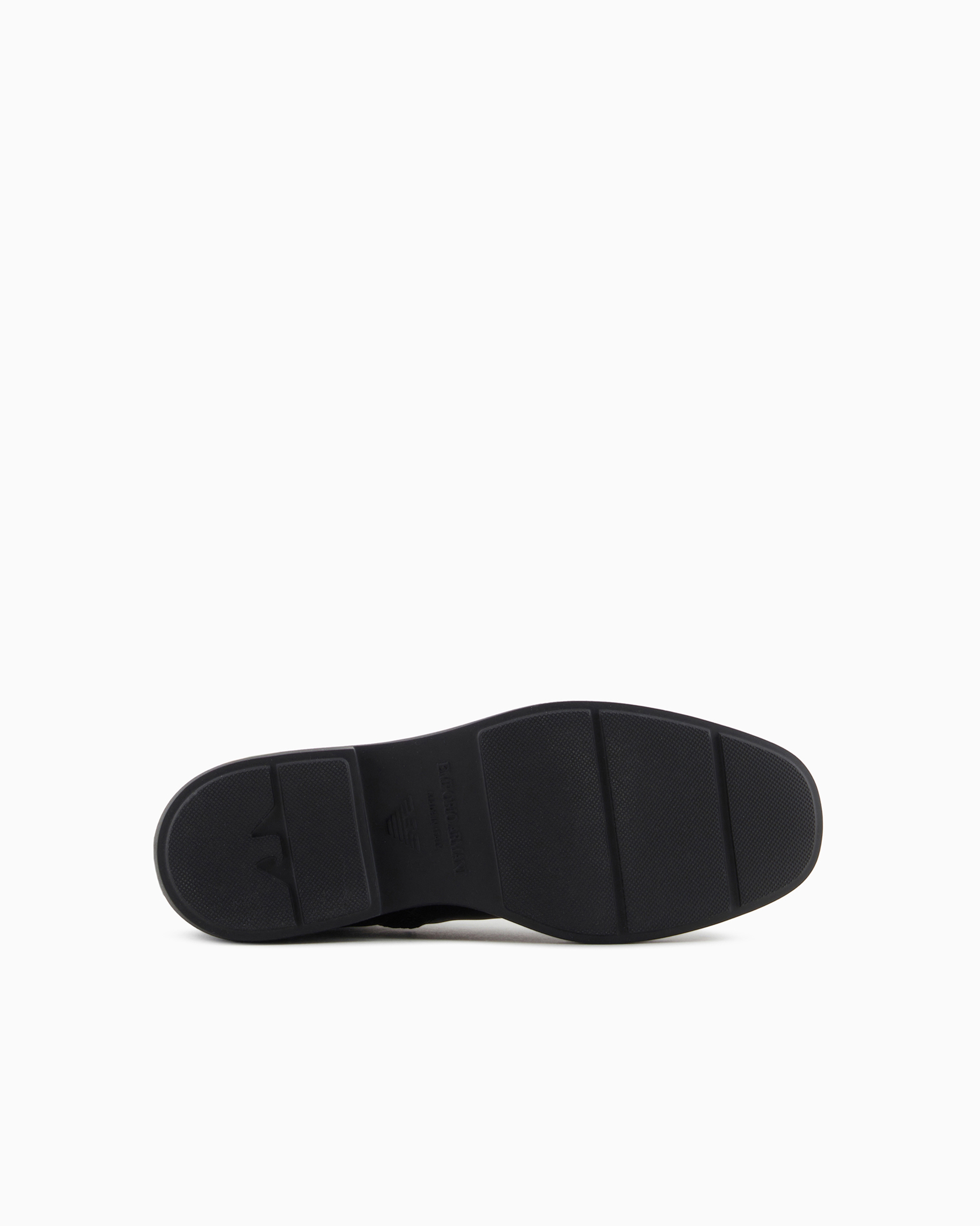 Emporio Armani Official Store Leather Lace-up Ankle Boots With Icon Logo Strap In Noir