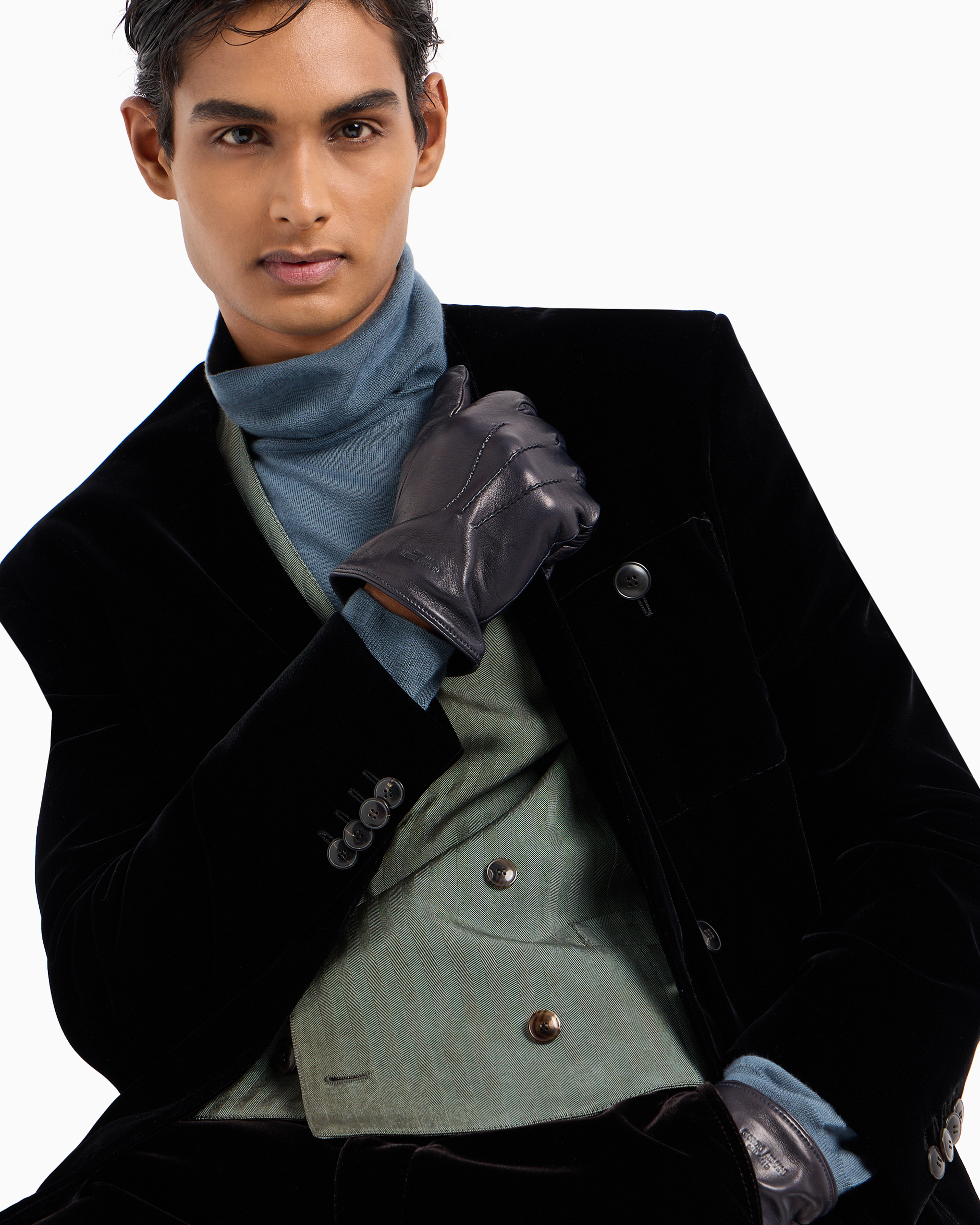 Giorgio Armani Official Store Nappa-leather Gloves In Black
