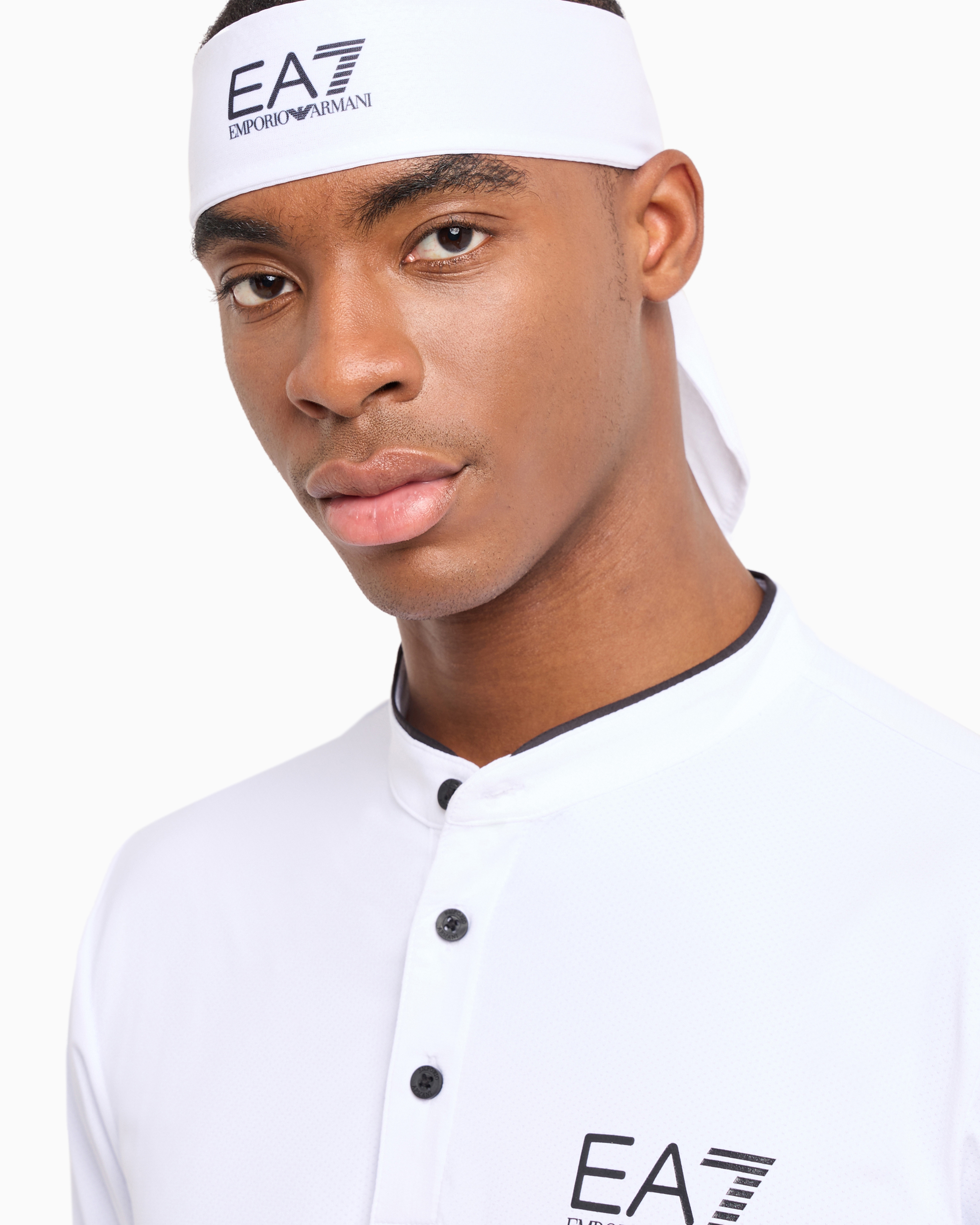 Shop Emporio Armani Tennis Pro Cotton-blend Headband In White