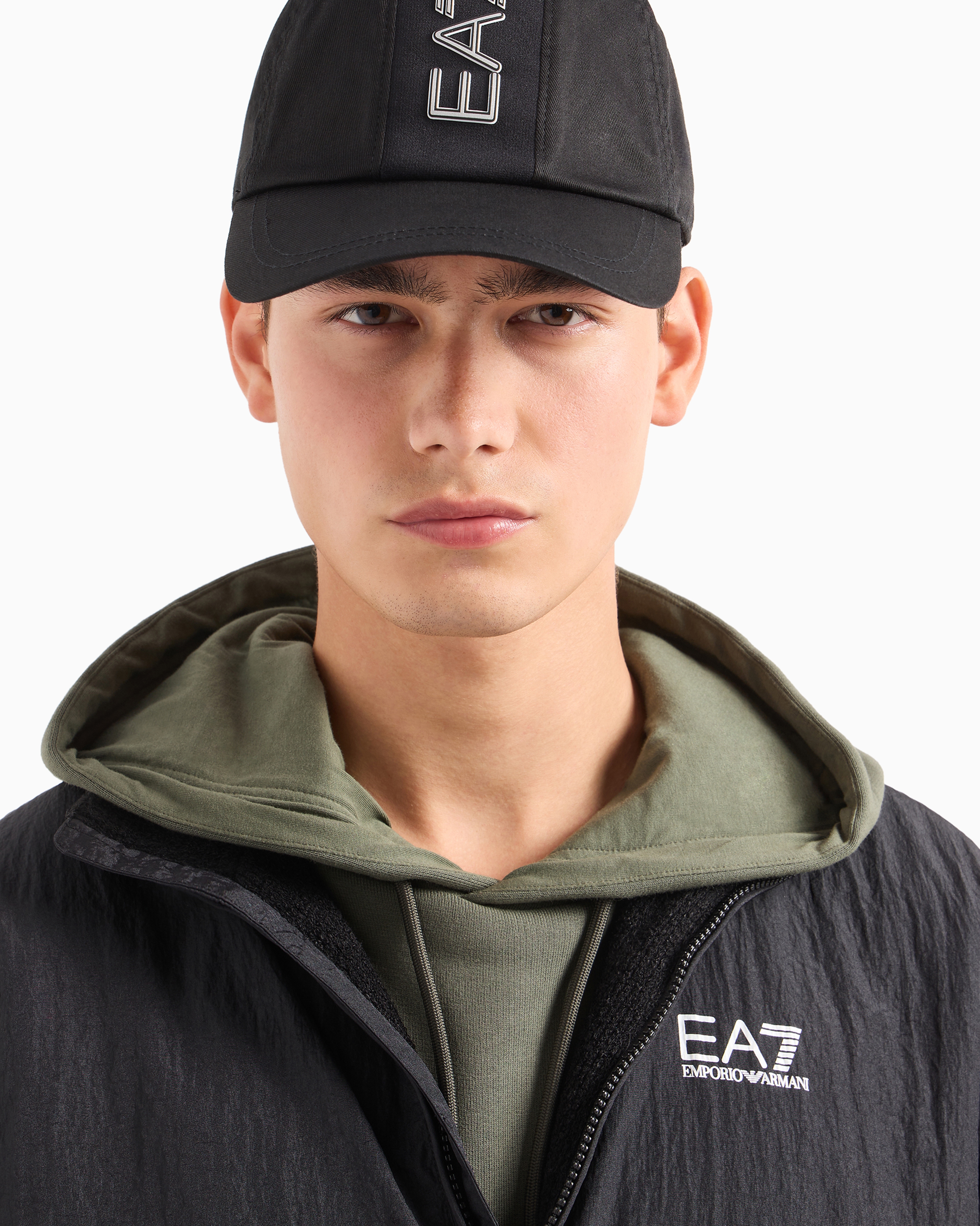 Shop Ea7 Cotton Baseball Cap With Logo Tape In Black