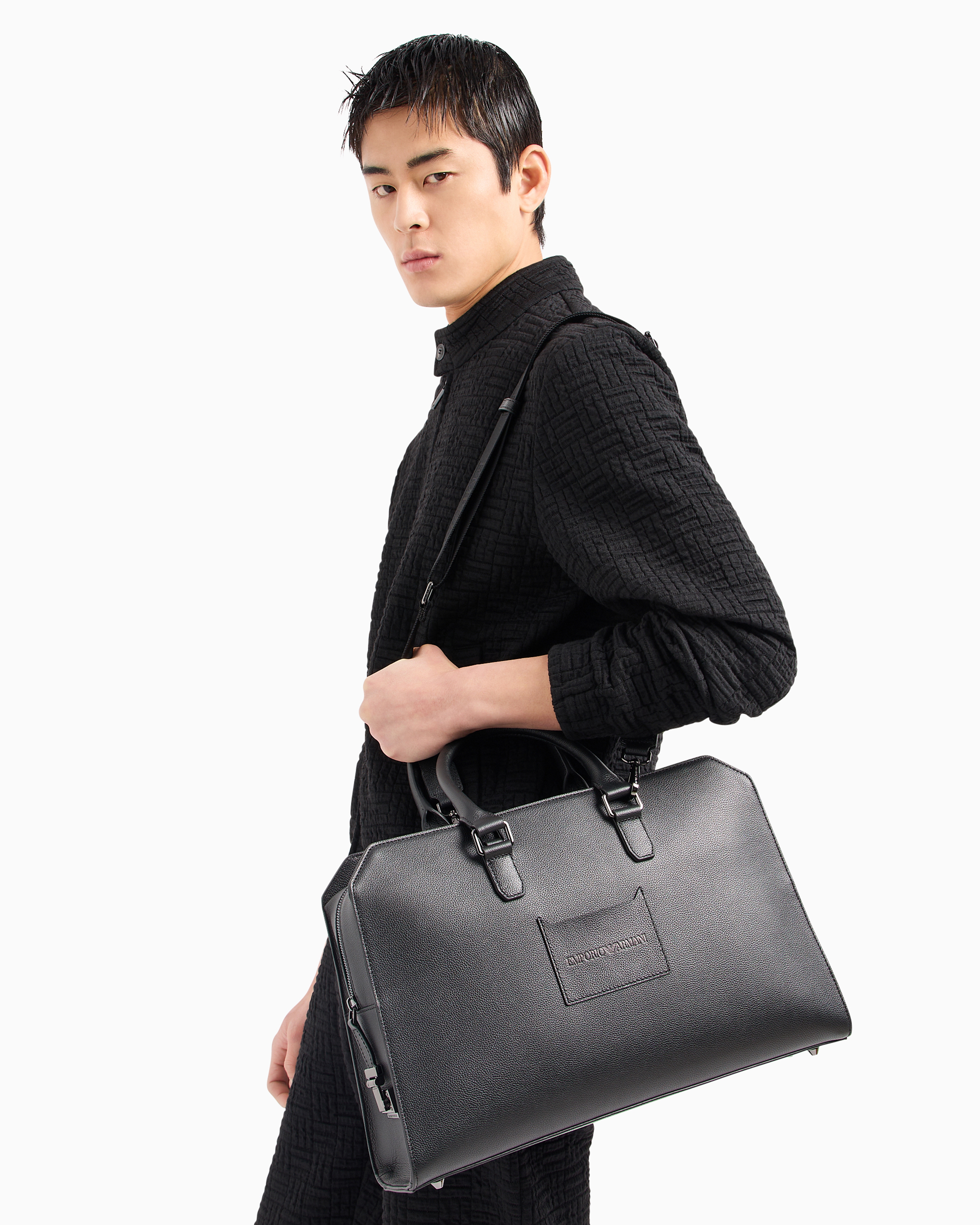 Business bag in tumbled leather | Emporio Armani