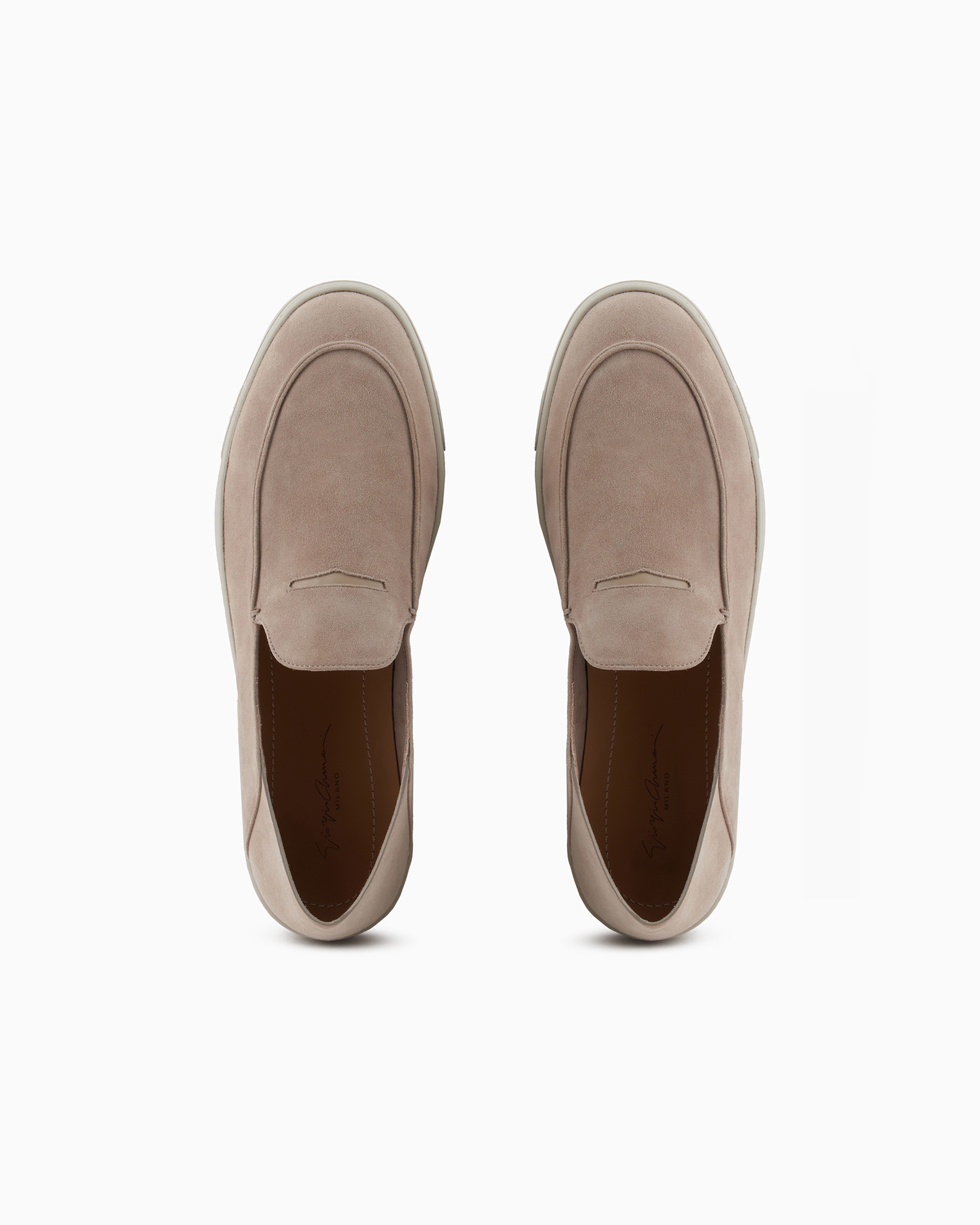Giorgio Armani Official Store Suede Slip-ons In Beige