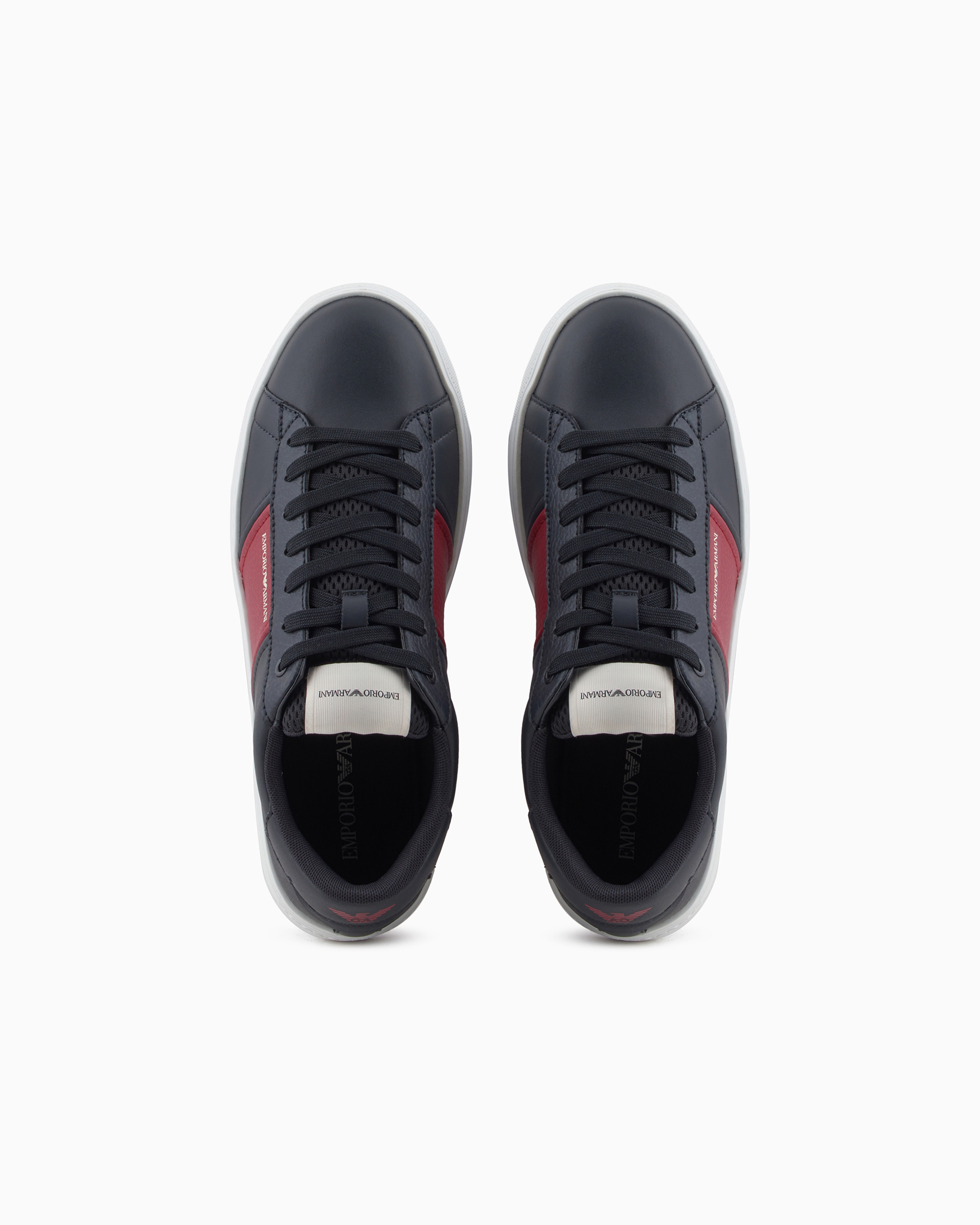 EMPORIO ARMANI LEATHER SNEAKERS WITH LOGO DETAIL 