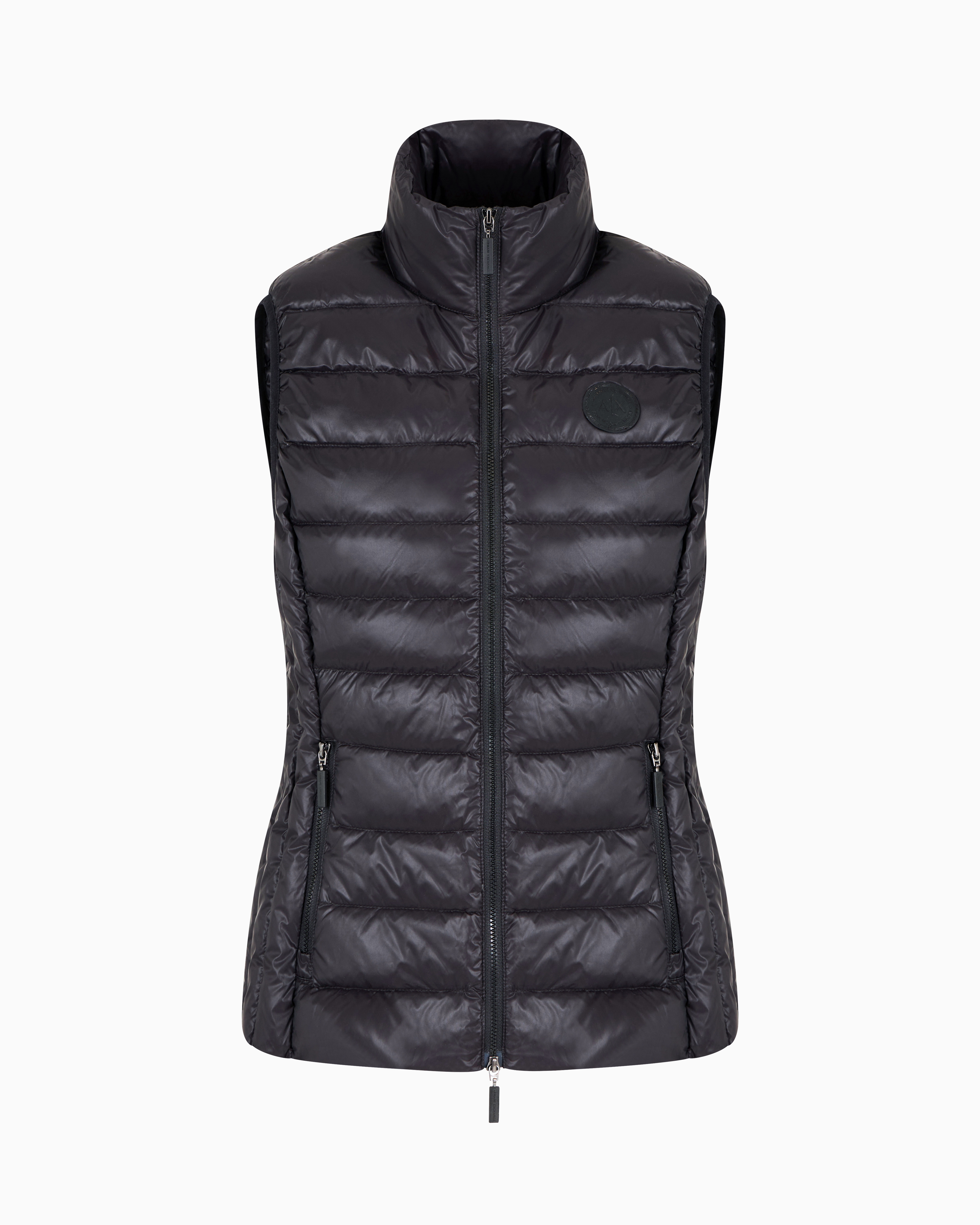 Armani Exchange Light Weight Real Down Vest In Black