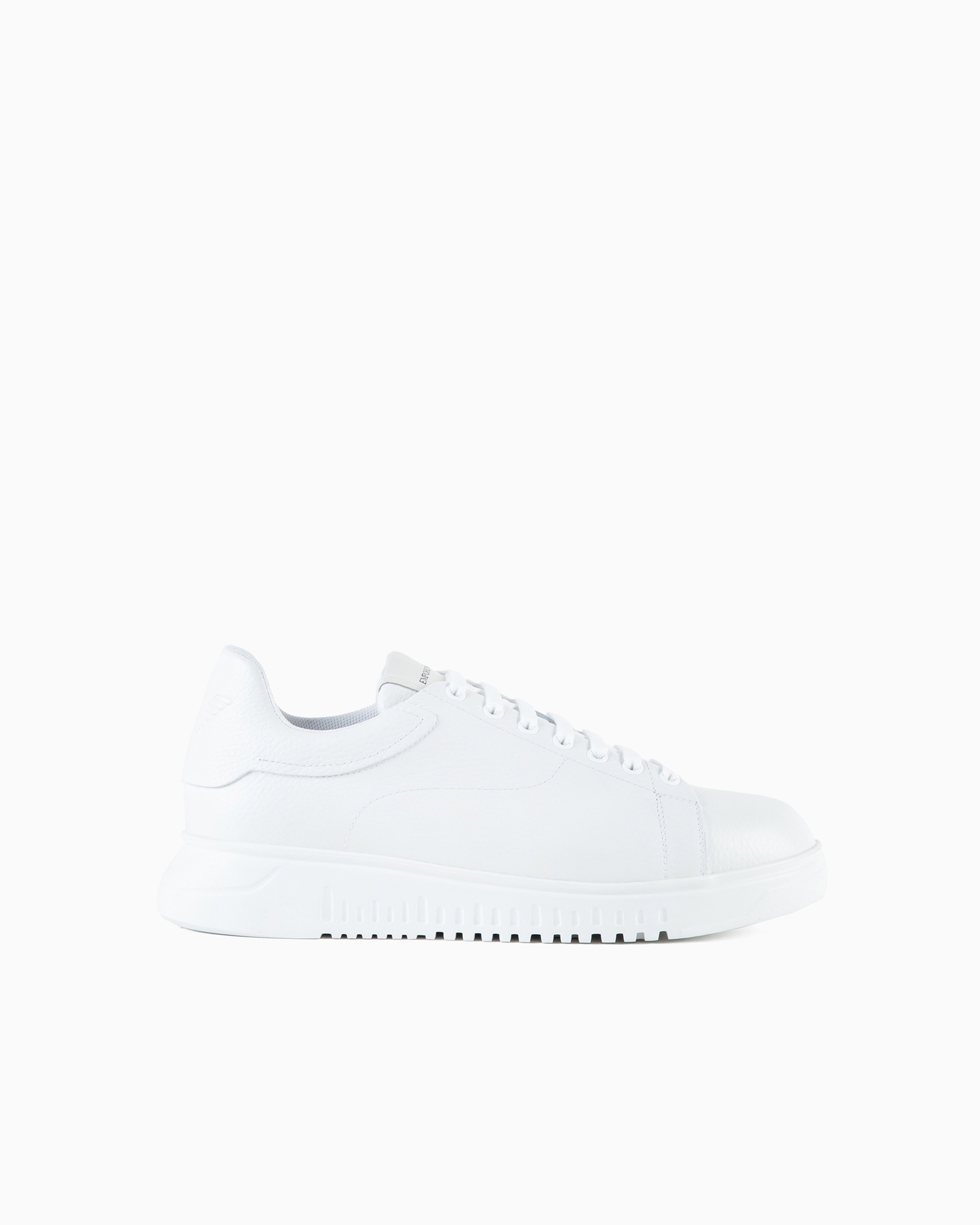 Emporio Armani Official Store Tumbled Leather Sneakers In White