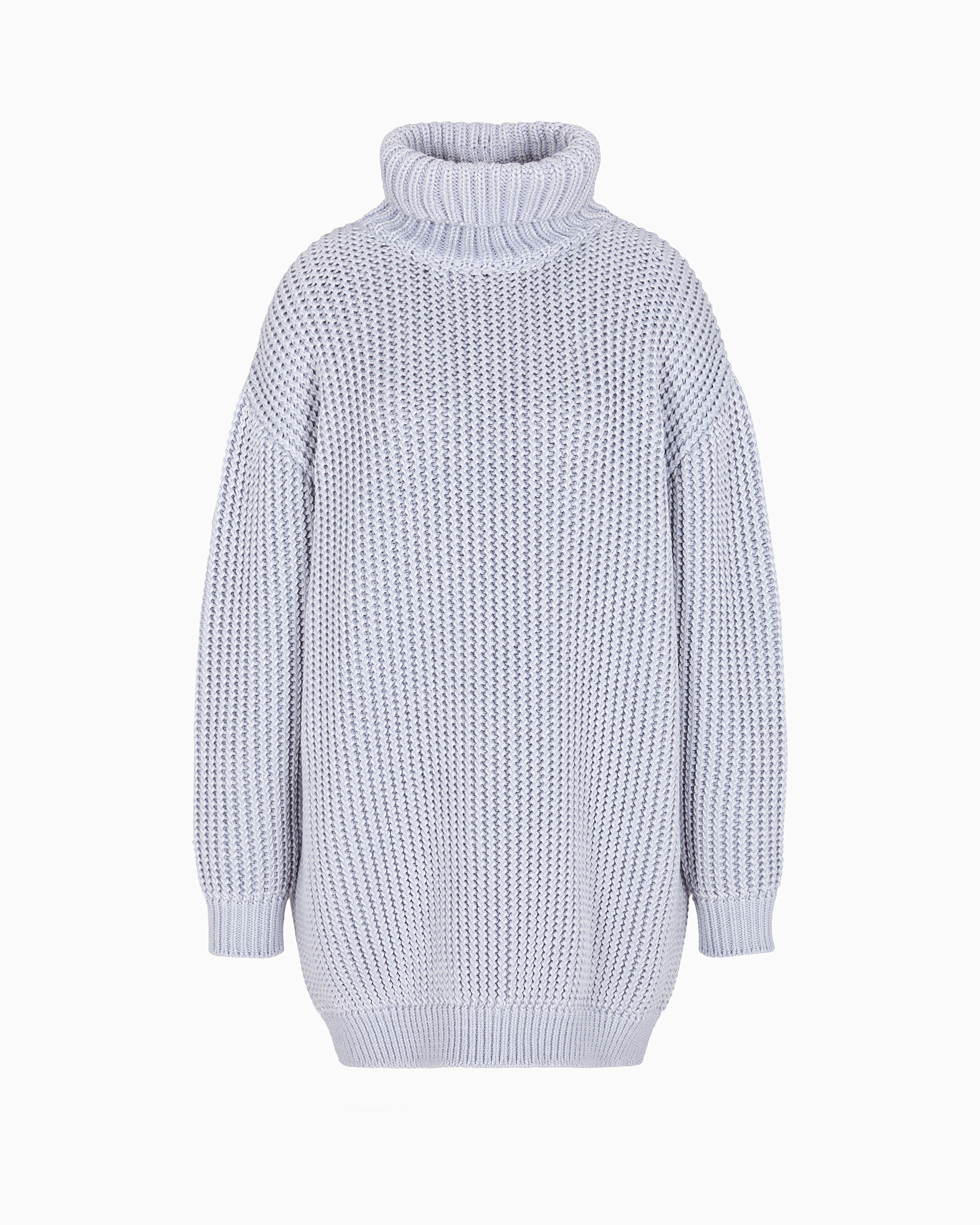 Giorgio Armani Neve Oversized Mock-neck Jumper In A Blend Of Cashmere And Virgin Wool In Light Blue