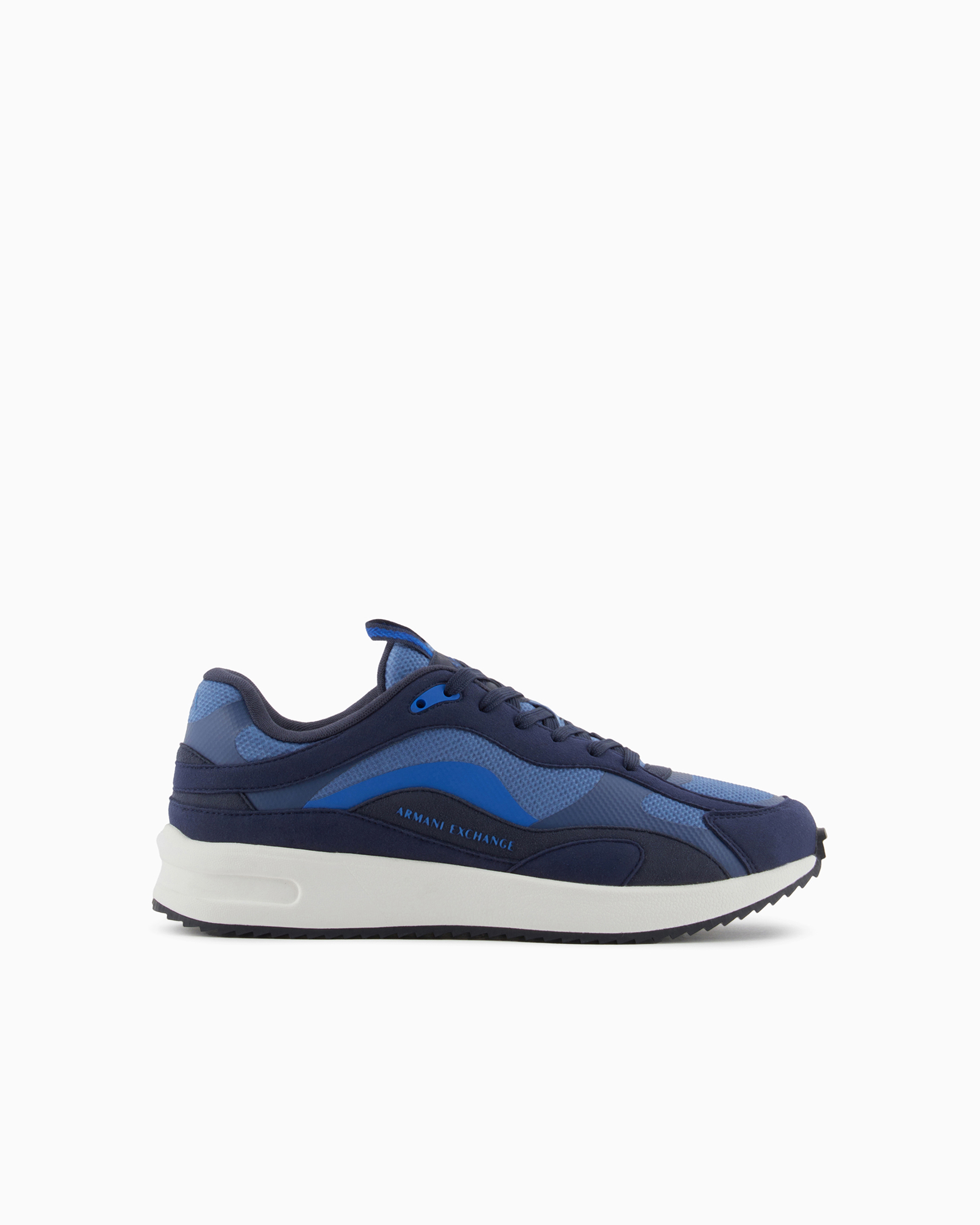 Armani Exchange Official Store Chunky Sneakers With Contrasting Color Inserts In Blue