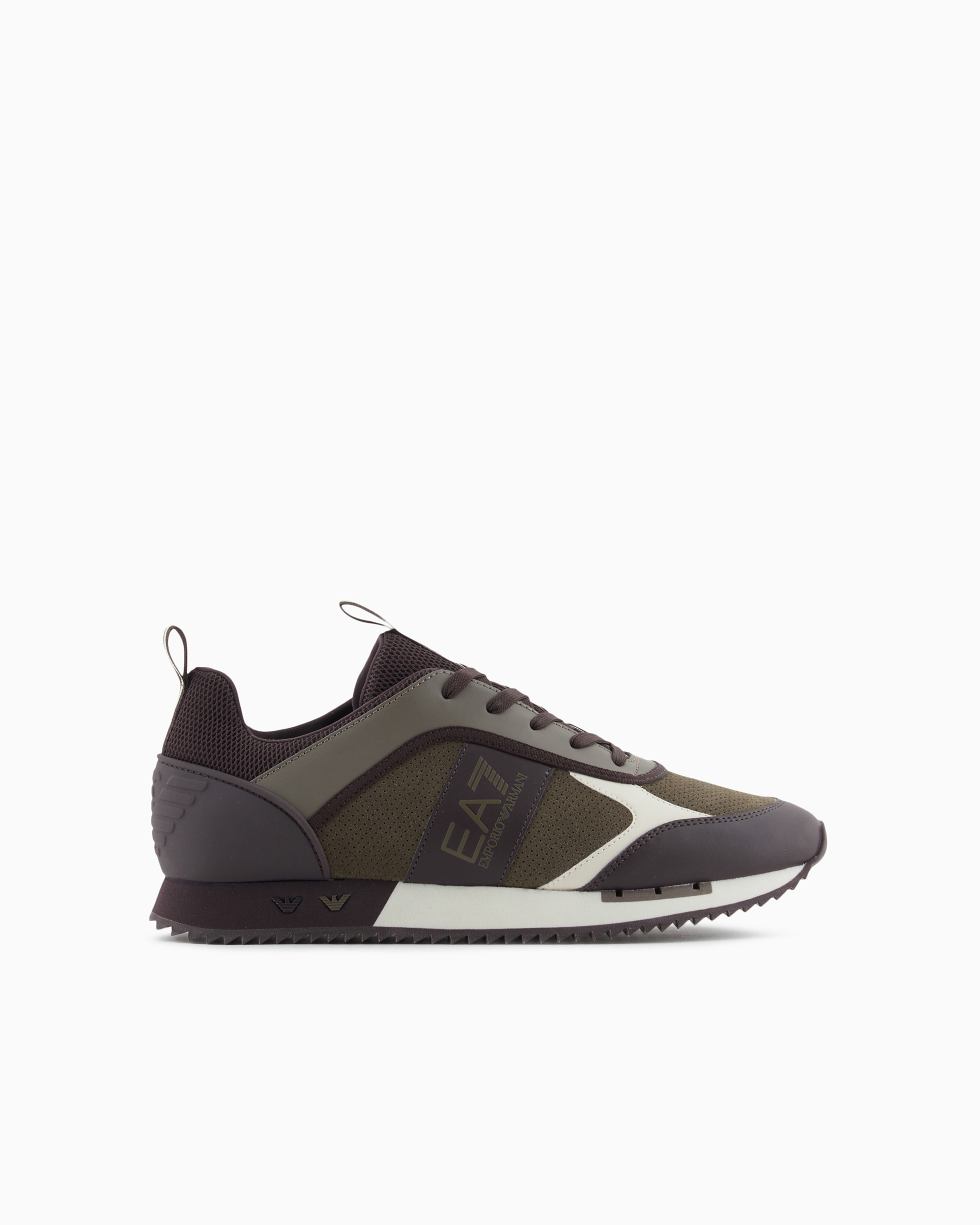 Shop Ea7 Black & White Suede Sneakers In Brown