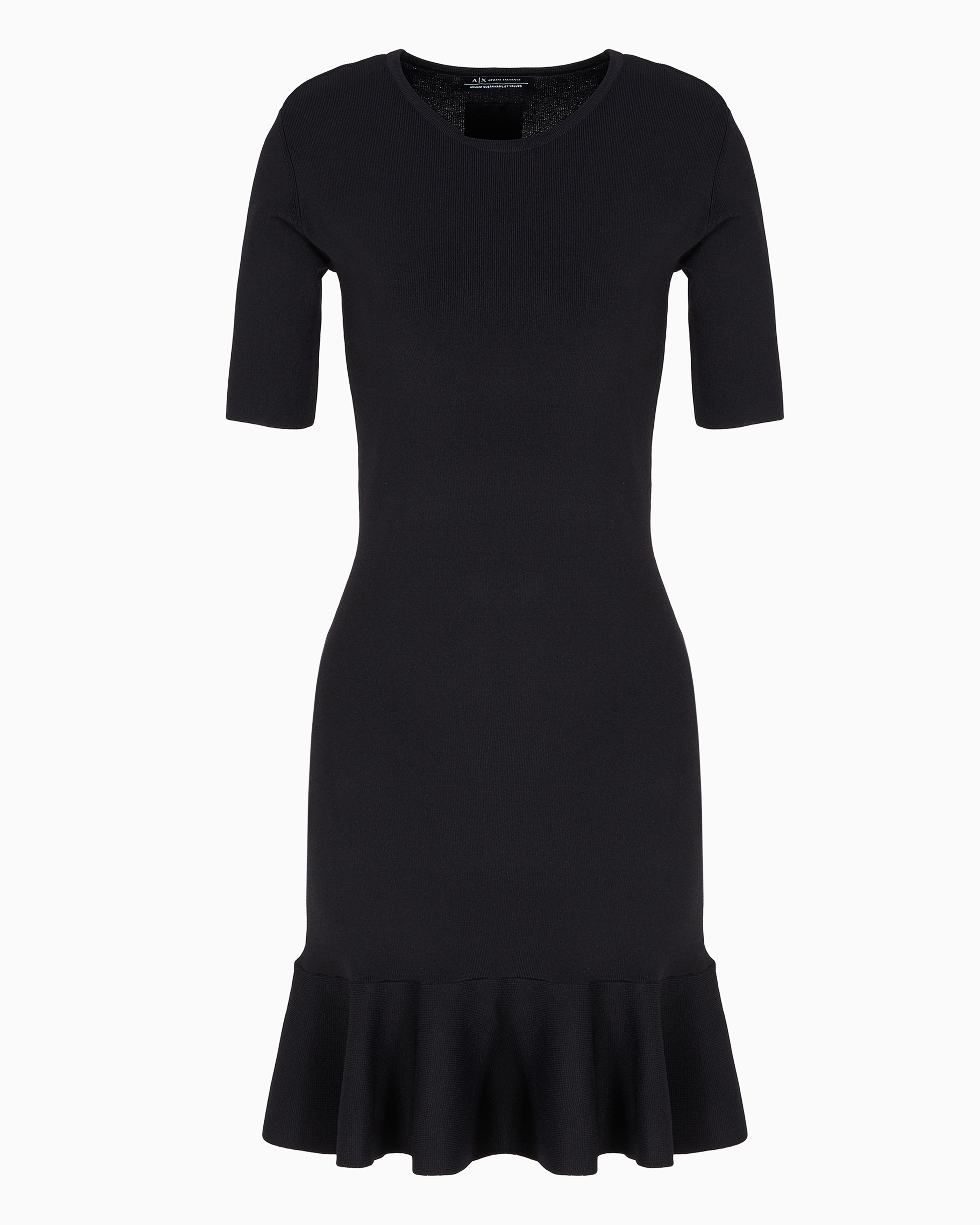 Midi dress with ruffled skirt and short sleeves