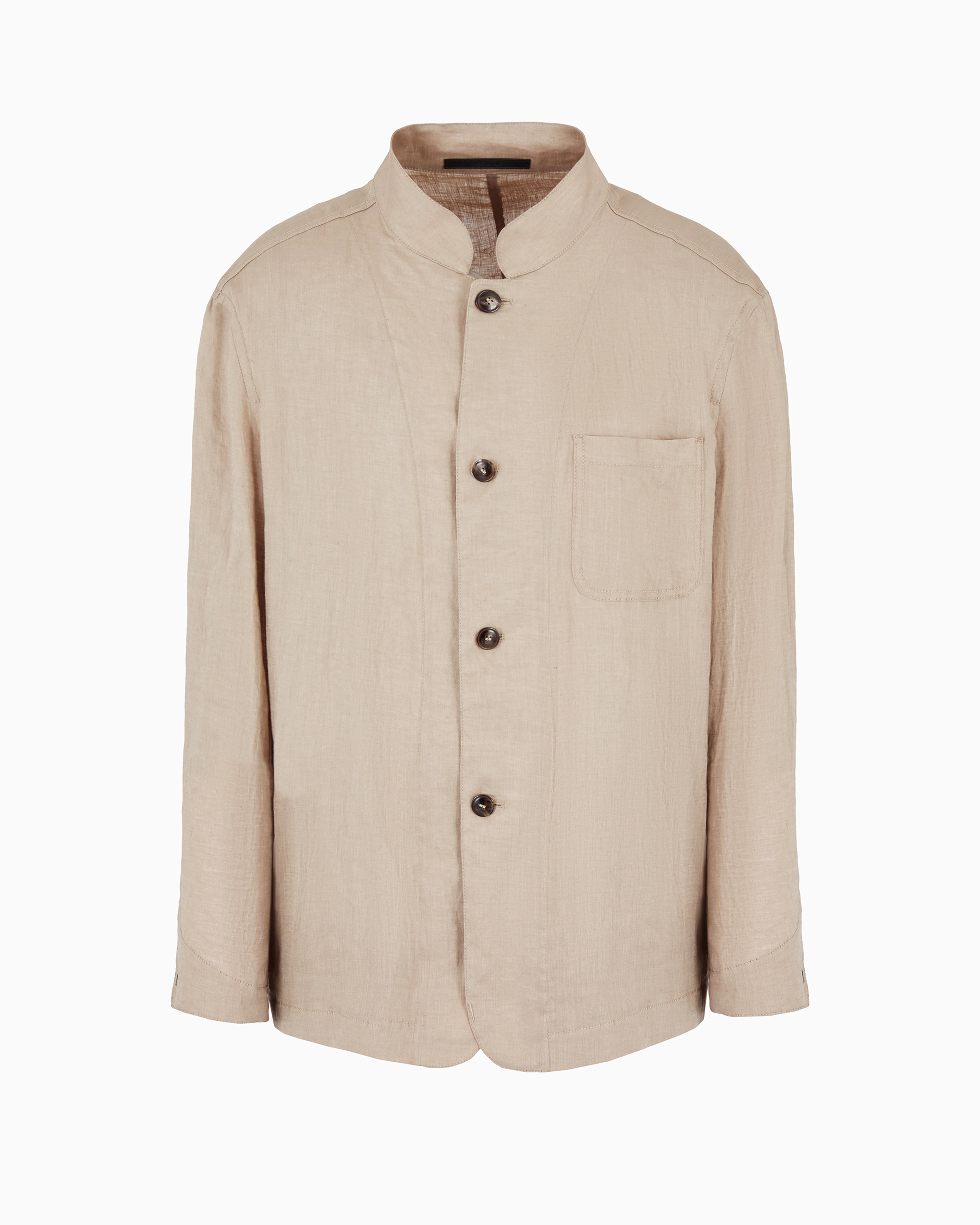 Giorgio Armani Single-breasted, Linen Canvas Jacket In Neutral