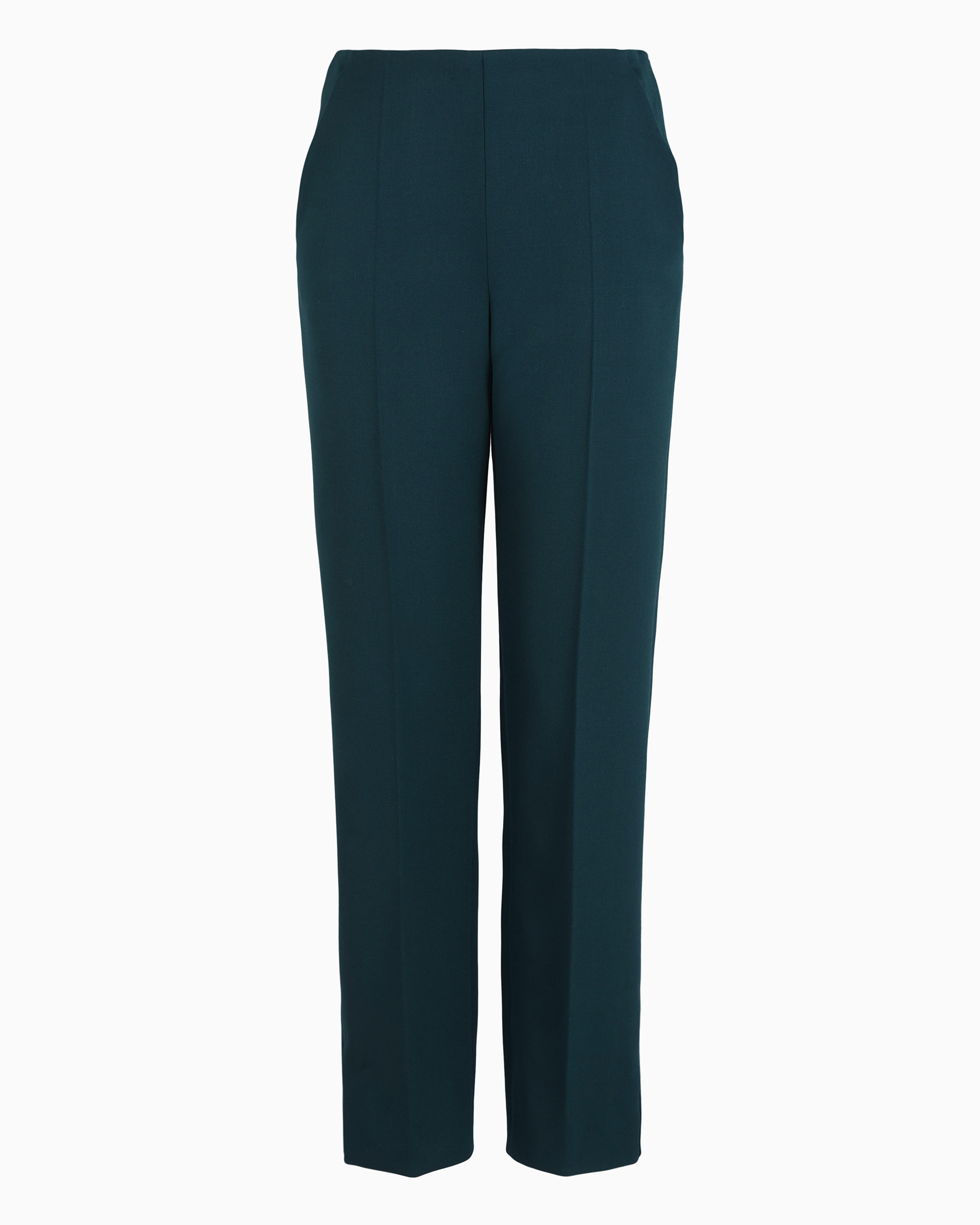 Giorgio Armani Official Store Pantalon Droit En Laine Vierge Stretch In Vert