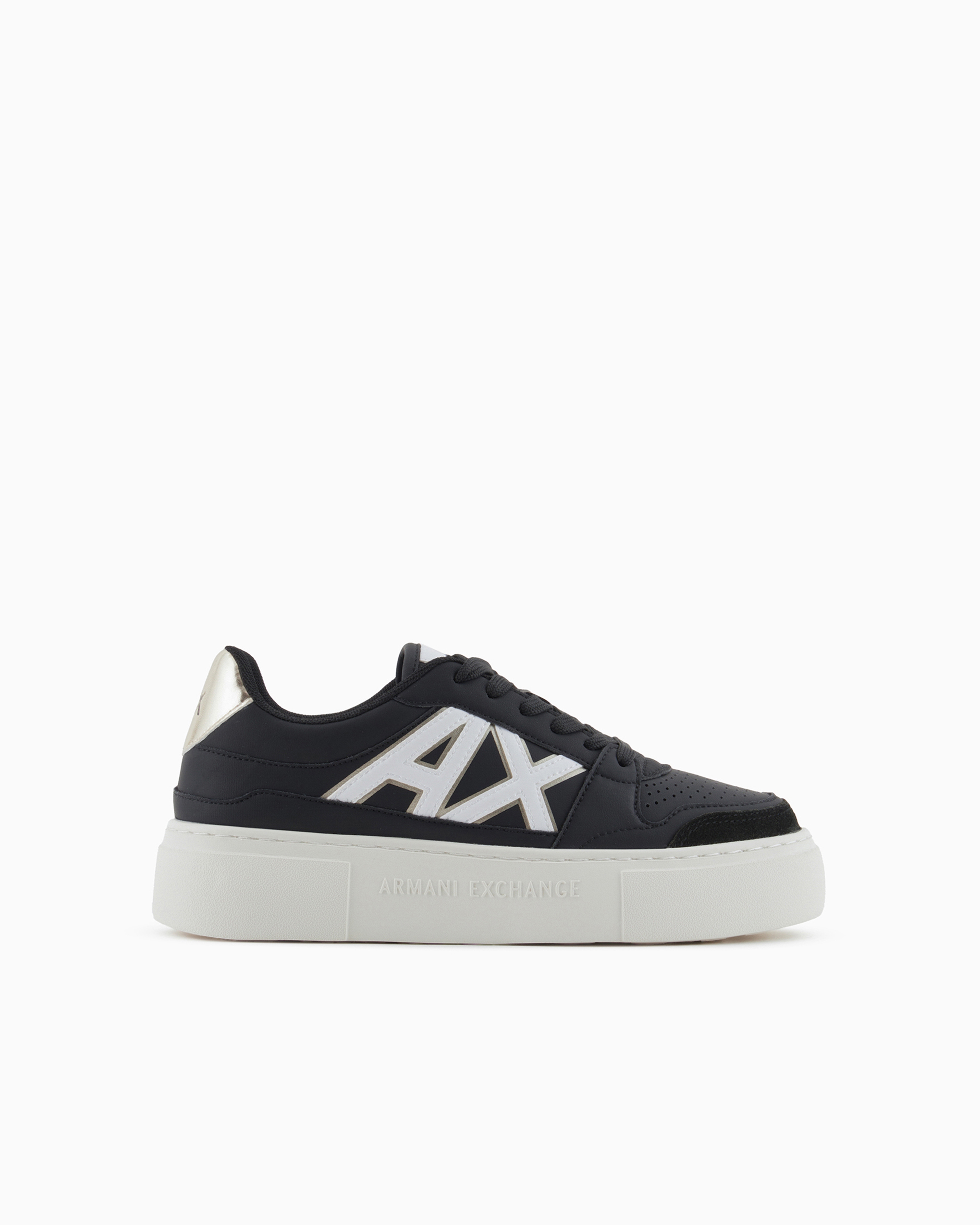 Armani Exchange Official Store Sneakers With High Sole And Contrasting Logo In Black