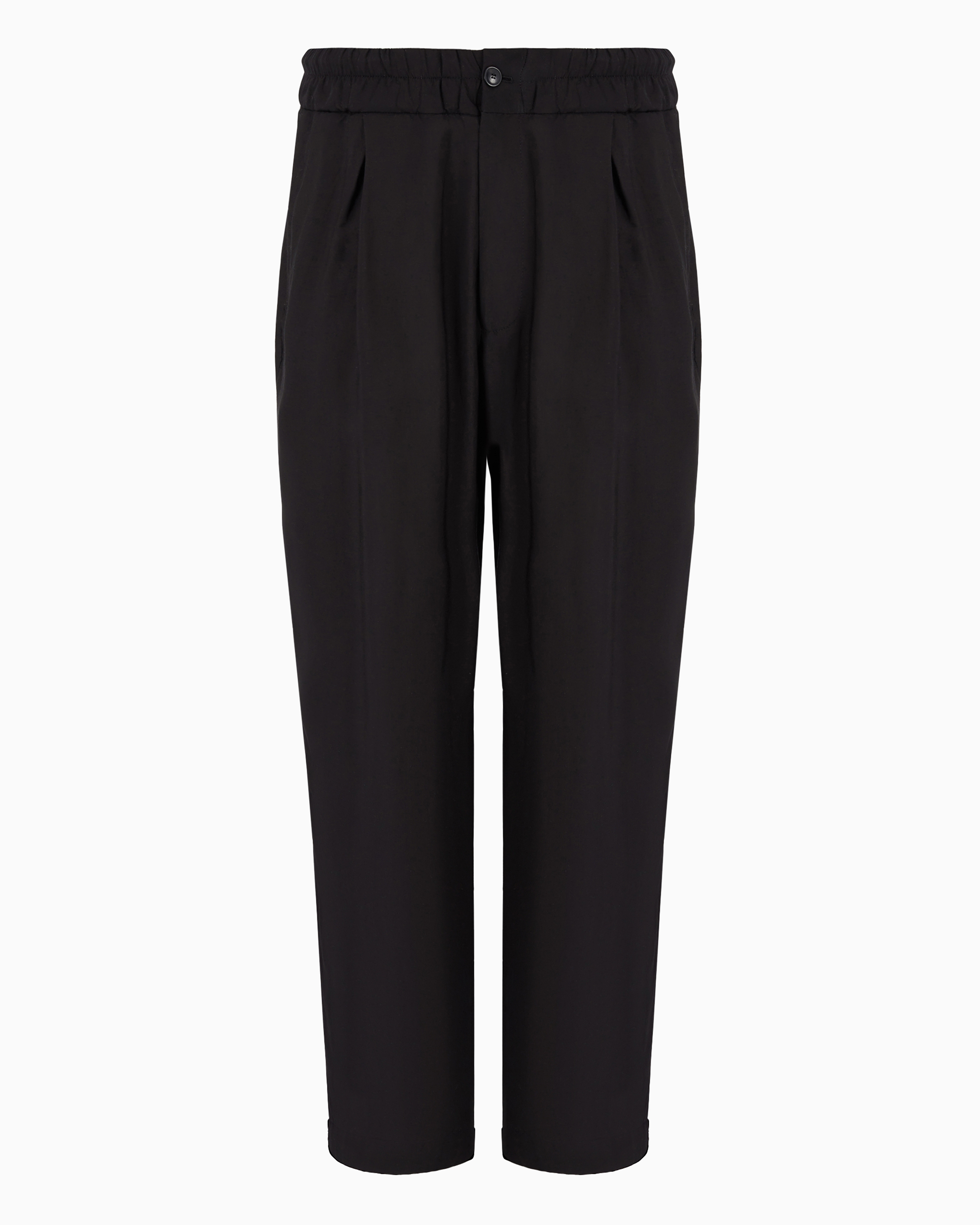 Giorgio Armani Official Store Asv One-pleat Trousers In Lyocell And Silk Canvas In Black