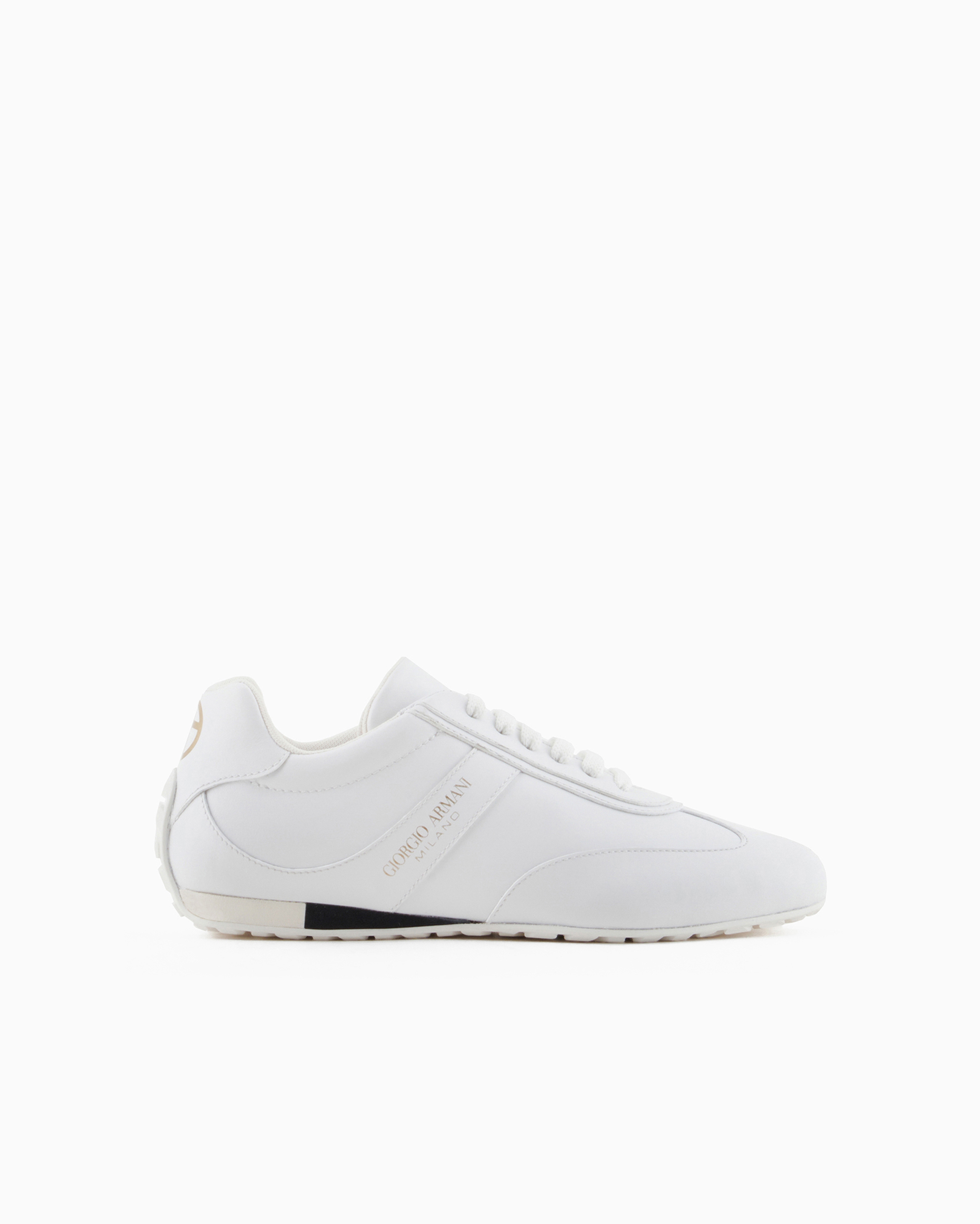 Shop Giorgio Armani Nappa-leather Sneakers In White