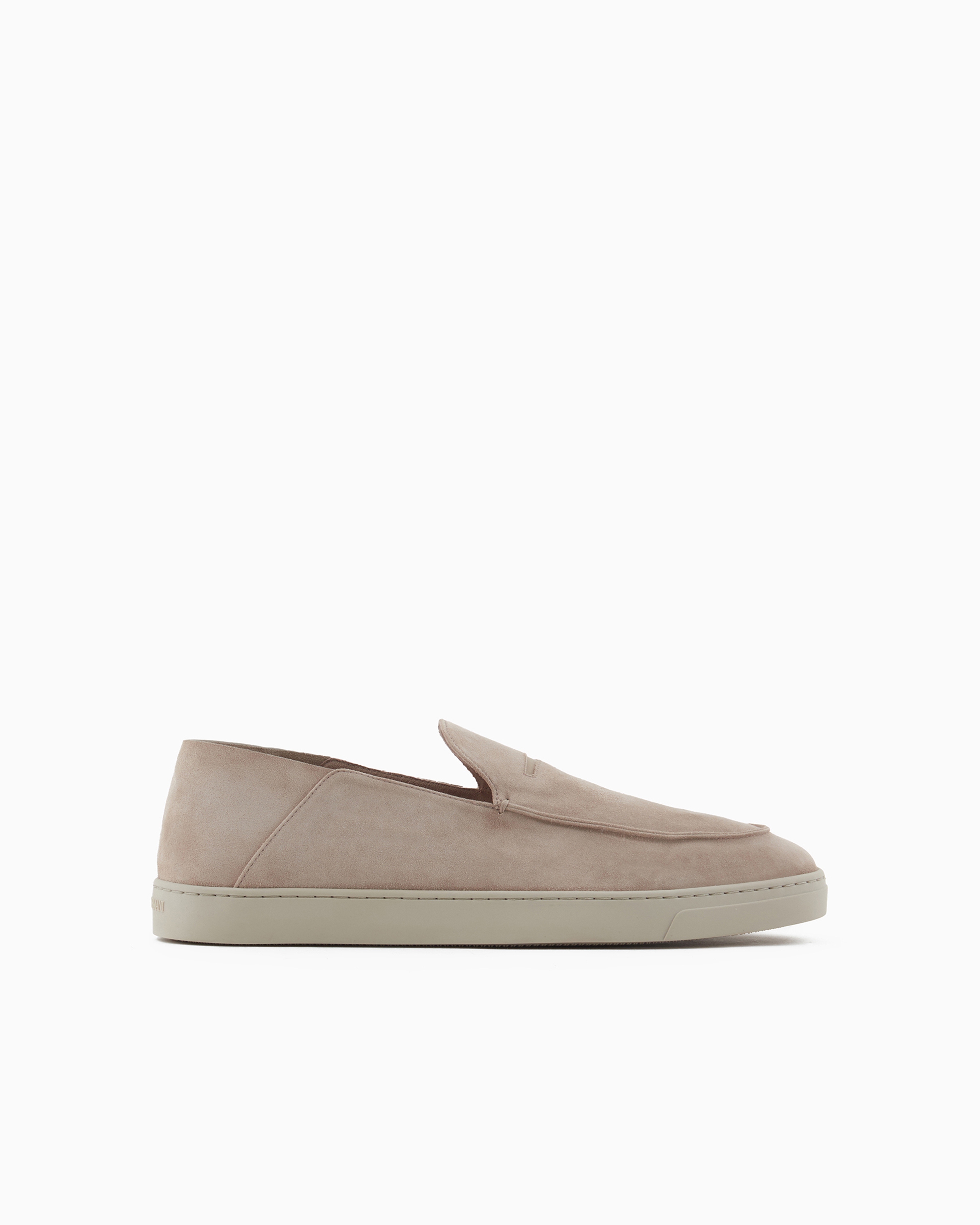 Giorgio Armani Official Store Suede Slip-ons In Beige