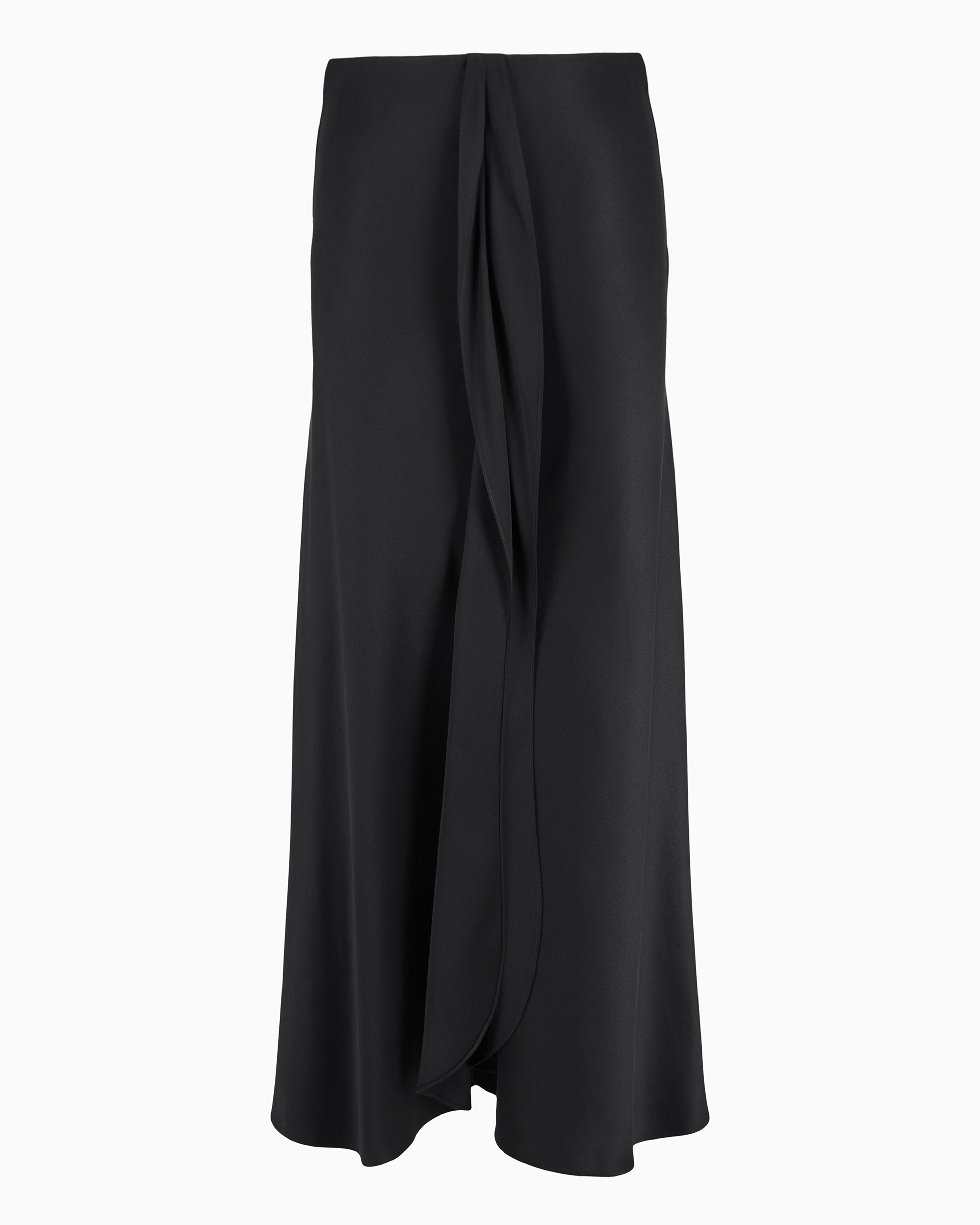 Giorgio Armani Official Store Midi Skirt In Double-sided Silk Satin In Noir