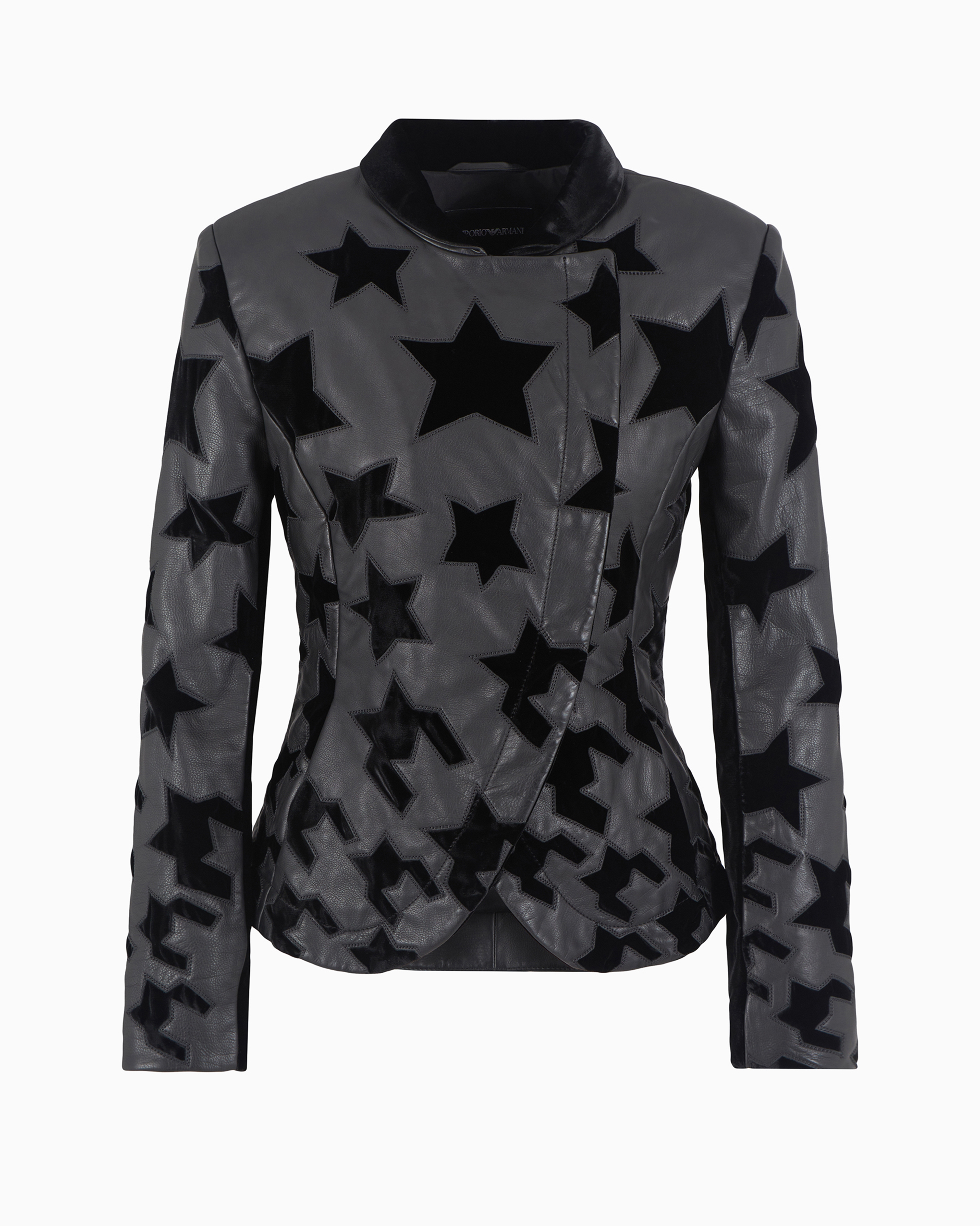 Emporio Armani Official Store Veste En Nappa De Veau Avec Broderie En Velours Capsule Moon In Noir