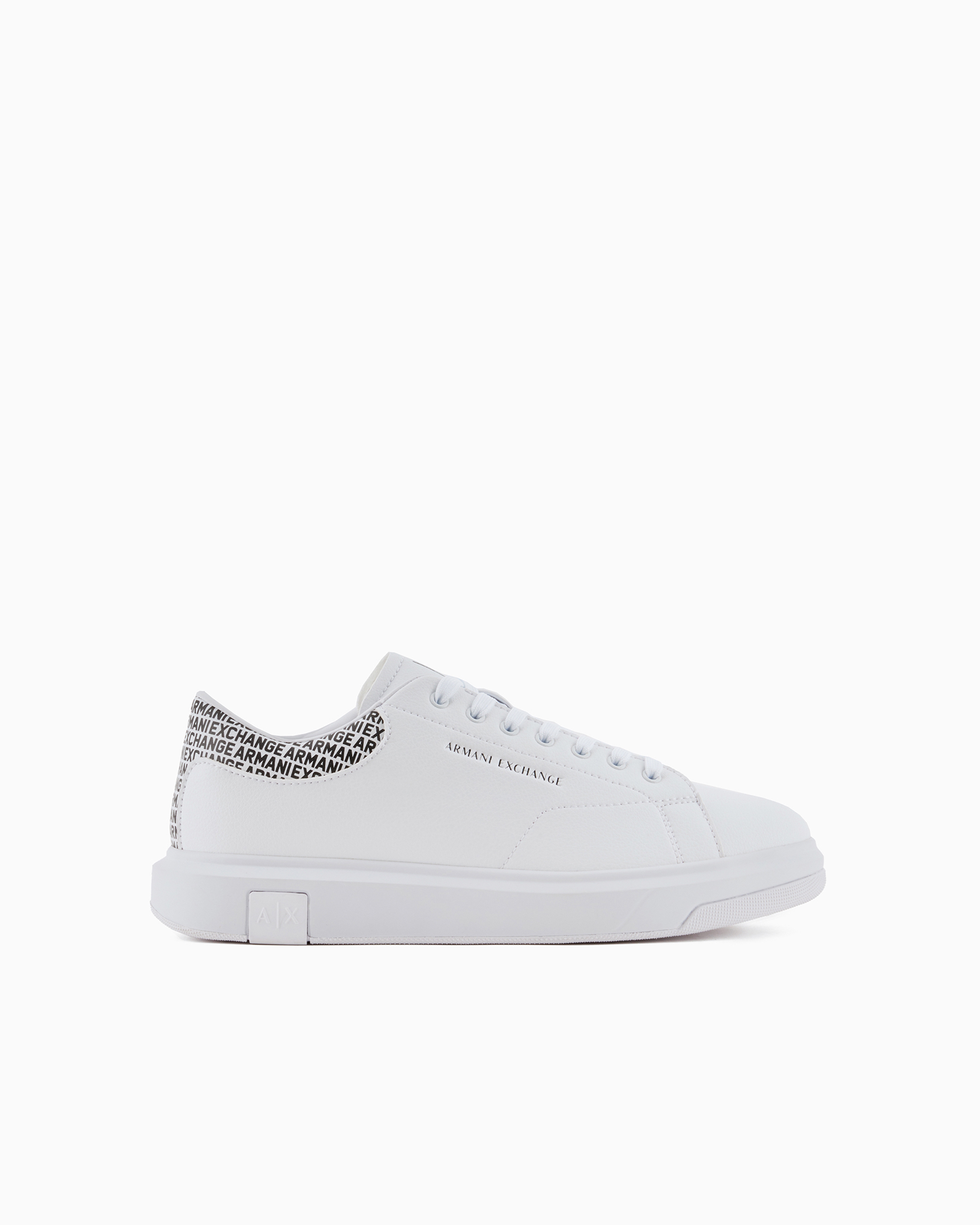 Armani Exchange Official Store Contrasting Logo Lettering Sneakers In White