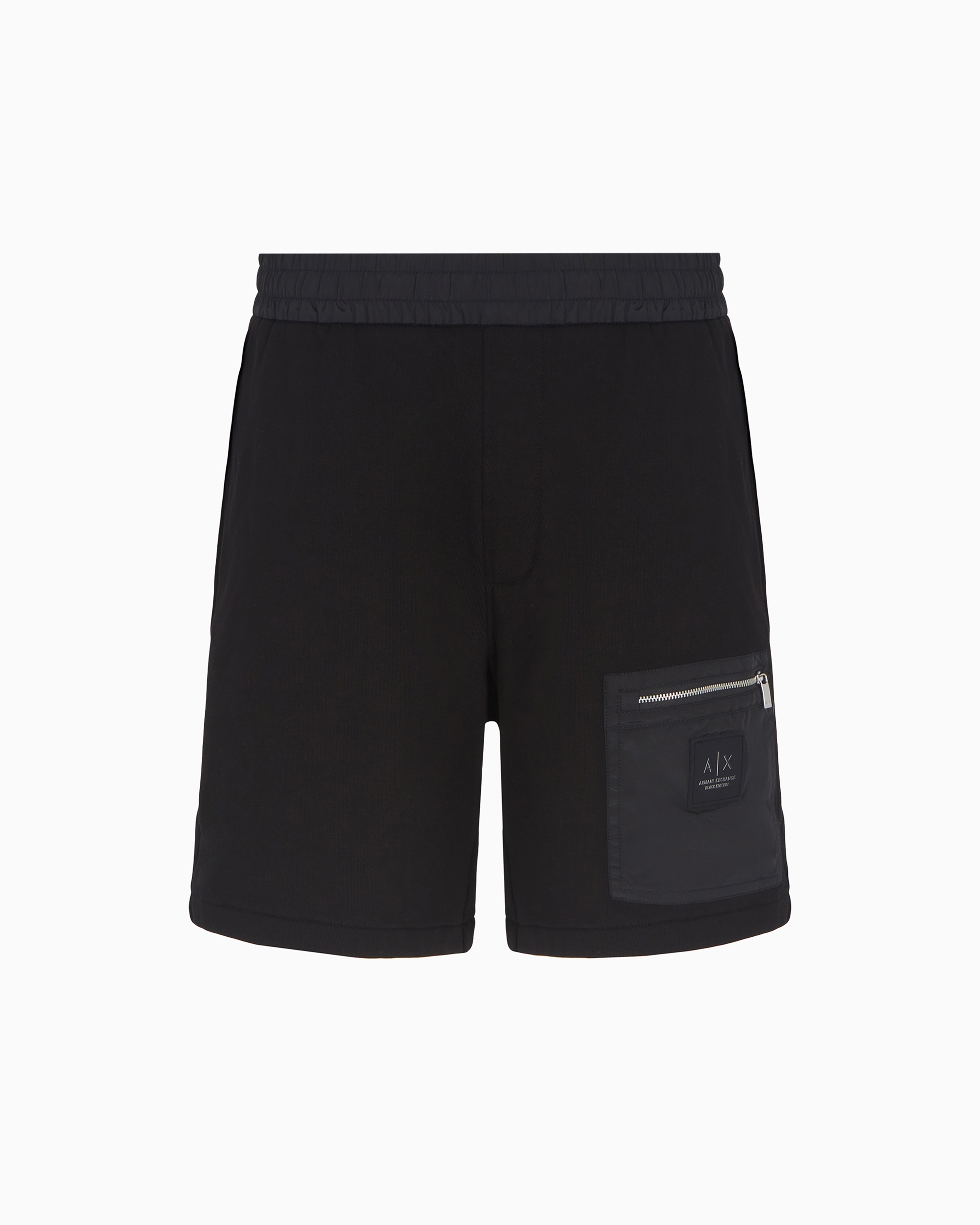 Armani Exchange Official Store Bermuda Shorts In French Terry Cotton With Contrasting Pocket In Black