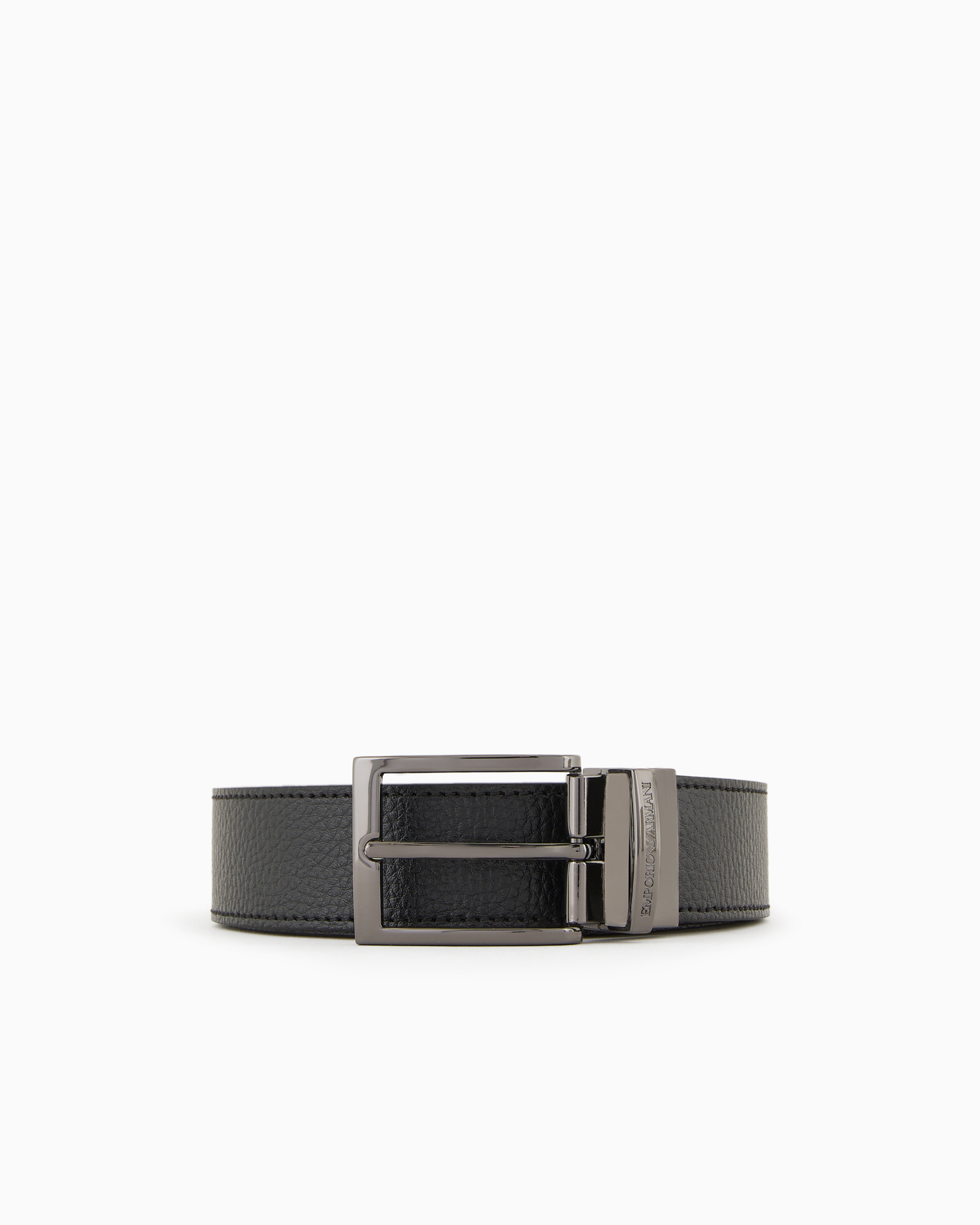 Emporio Armani Official Store Palmellato-leather Printed Reversible Belt In Black 3