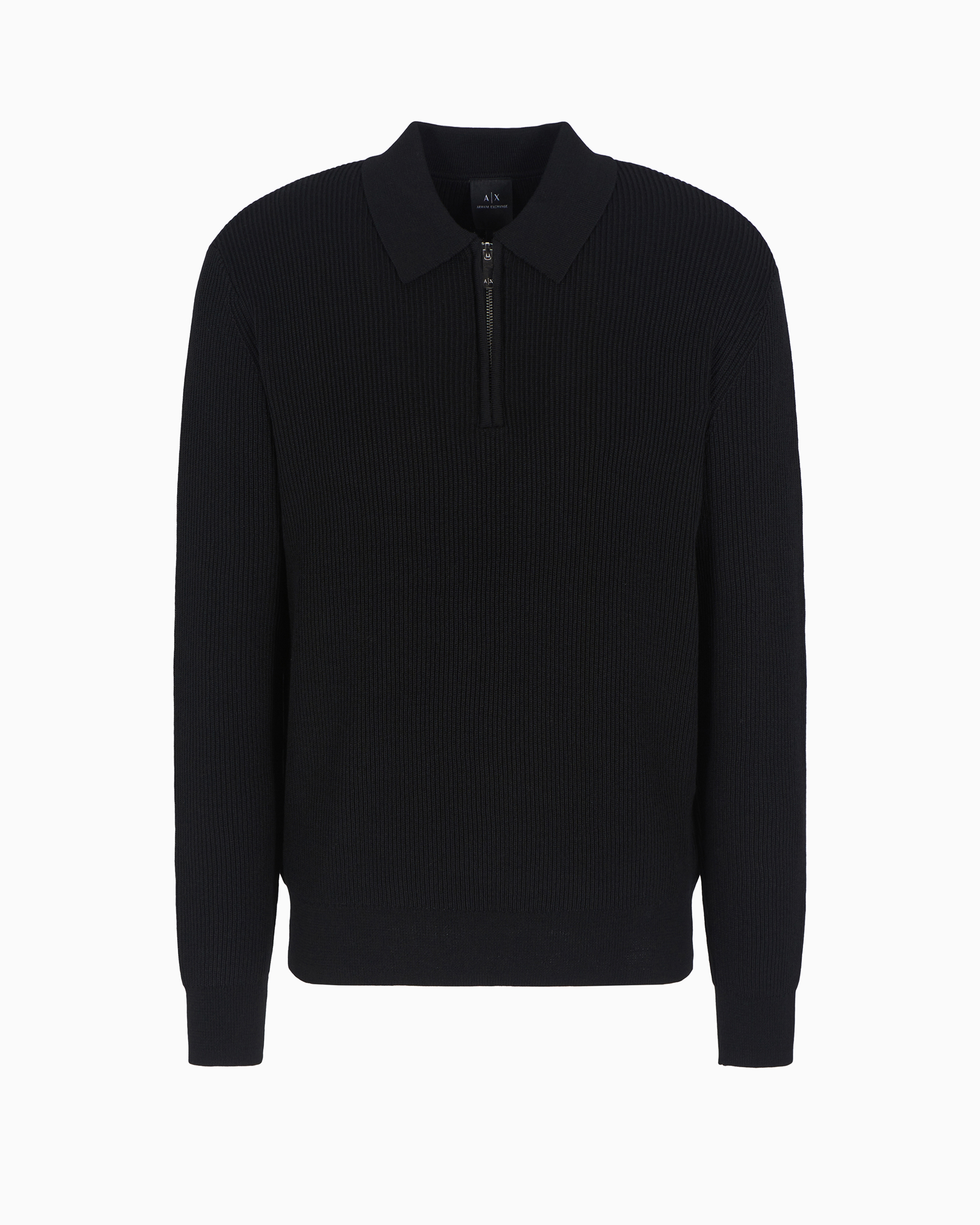 Shop Armani Exchange Wool Blend Collared Sweater In Black