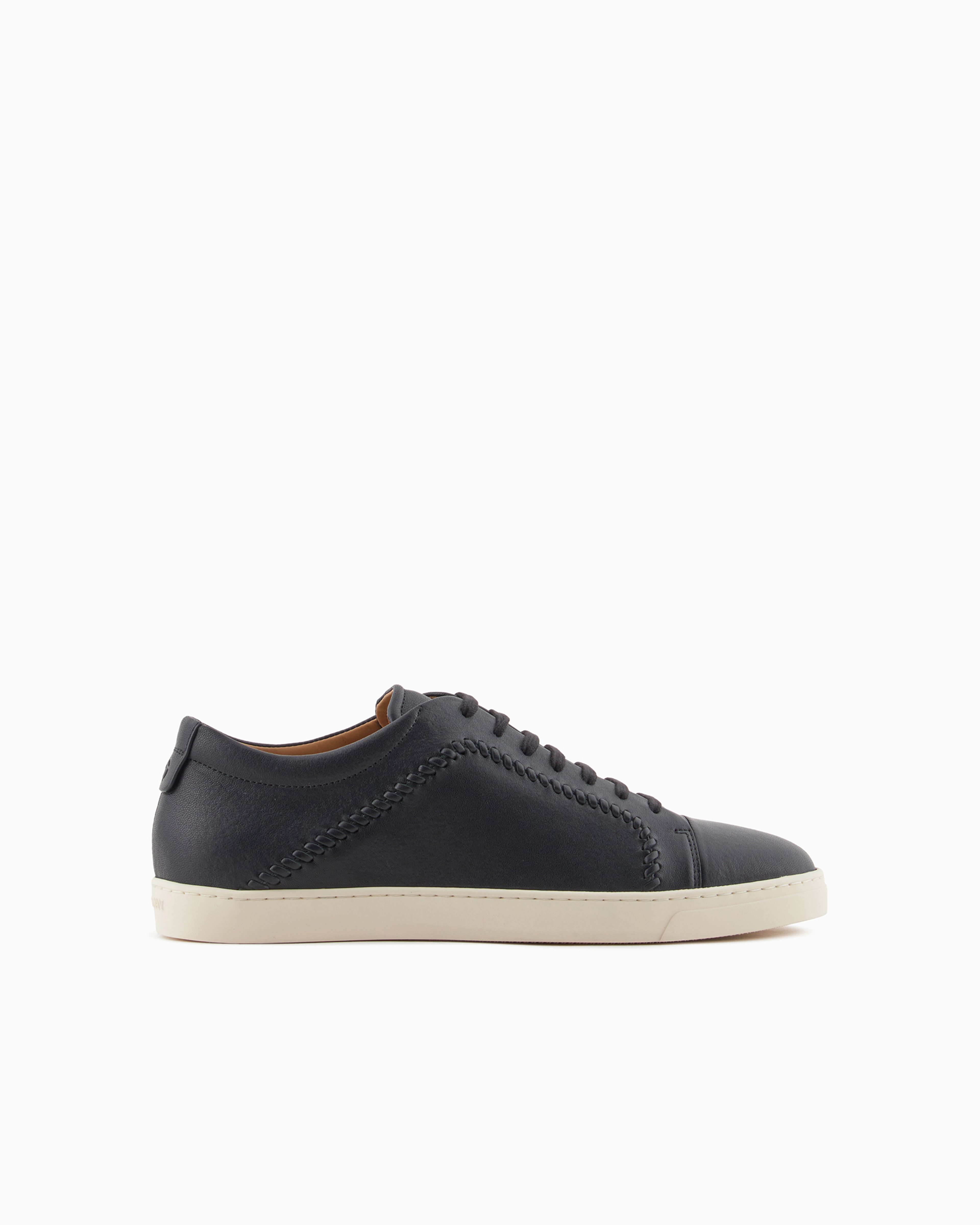 Giorgio Armani Official Store Nappa-leather Sneakers In Black