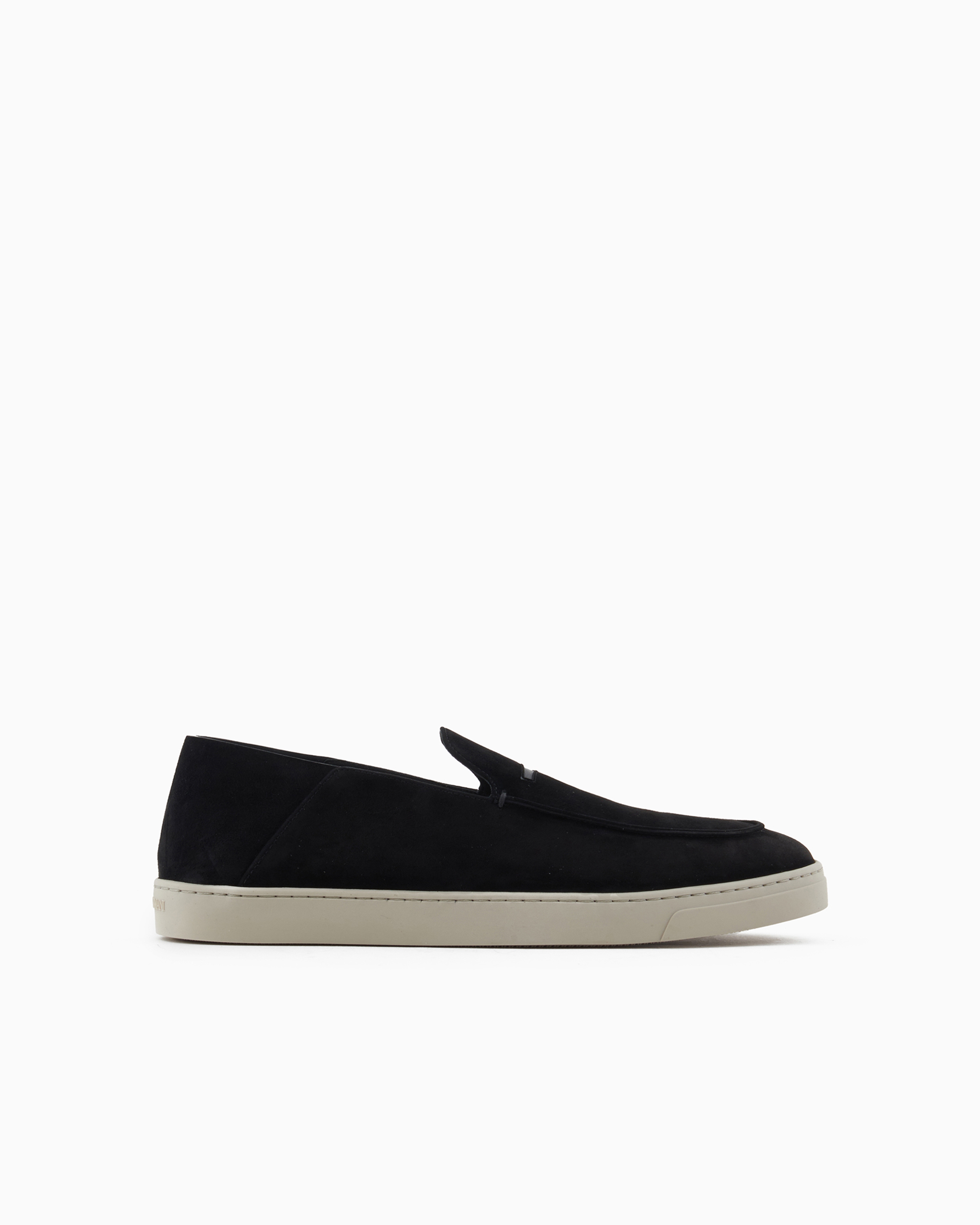 Giorgio Armani Official Store Suede Slip-ons In Black