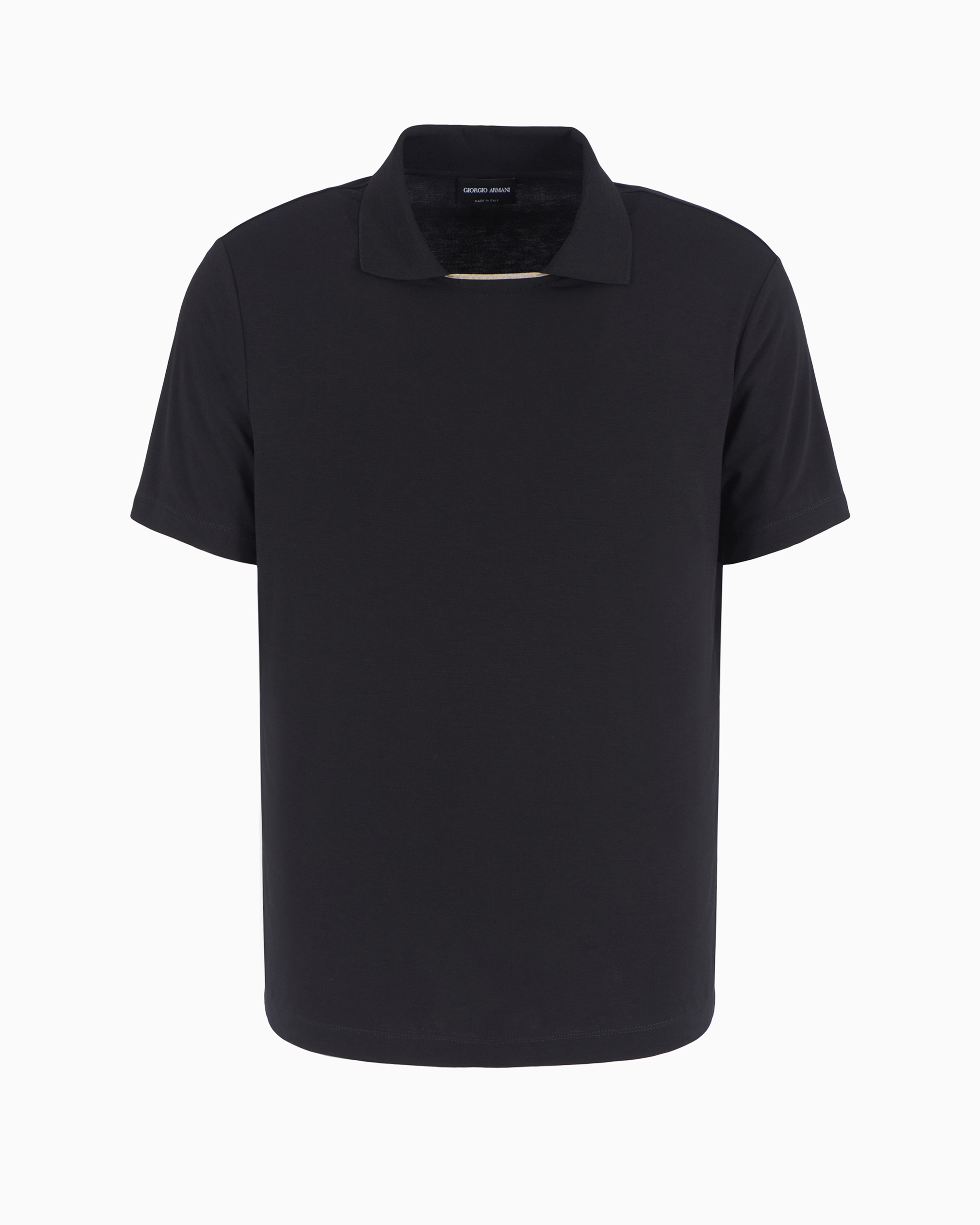 Giorgio Armani Official Store Asv Short-sleeved Viscose-jersey Polo Shirt In Black