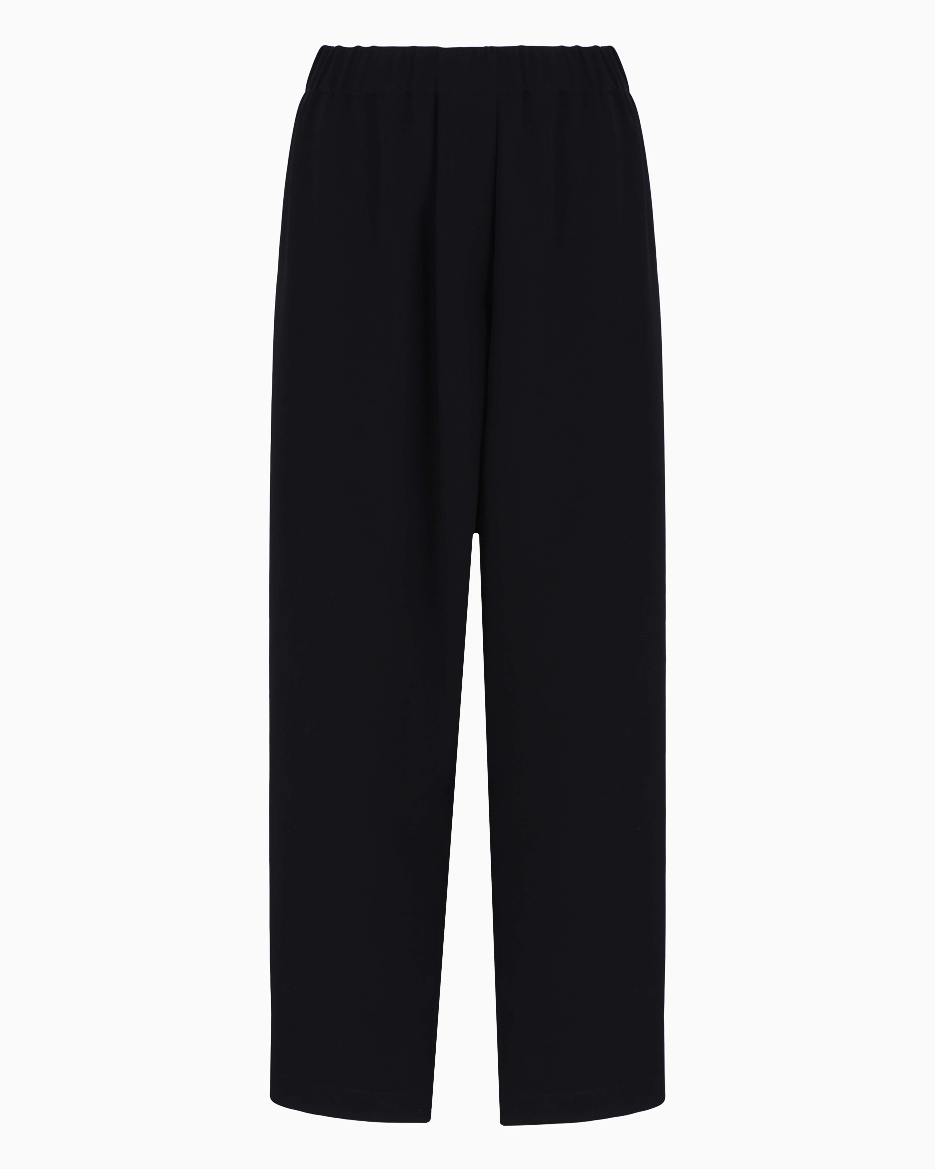 Giorgio Armani Elasticated-waistband Straight-leg Silk Trousers In Black
