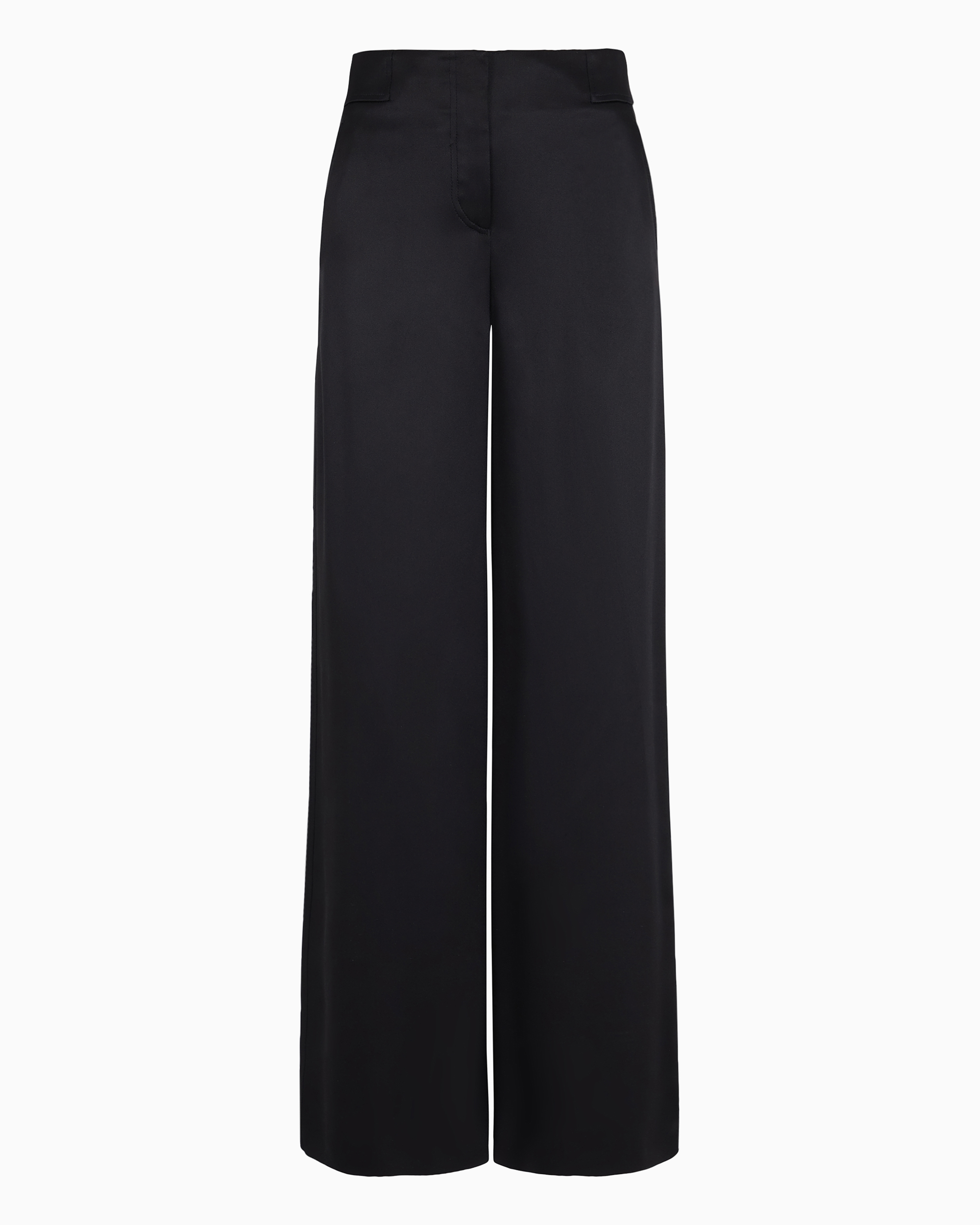 Giorgio Armani Official Store Loose-fitting Trousers In Double Silk-satin In Black