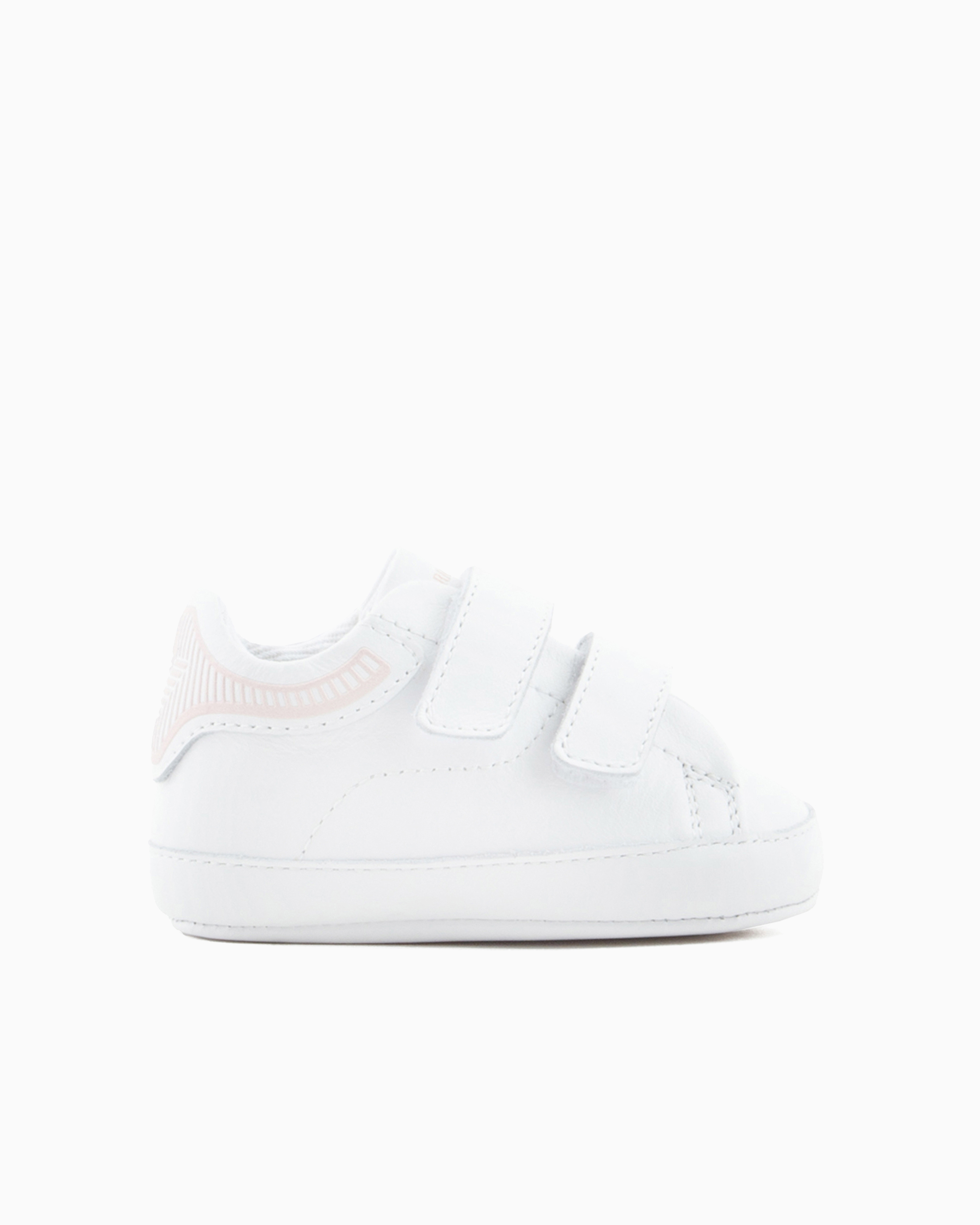 Emporio Armani Official Store Sneakers En Nappa Avec Velcro In White