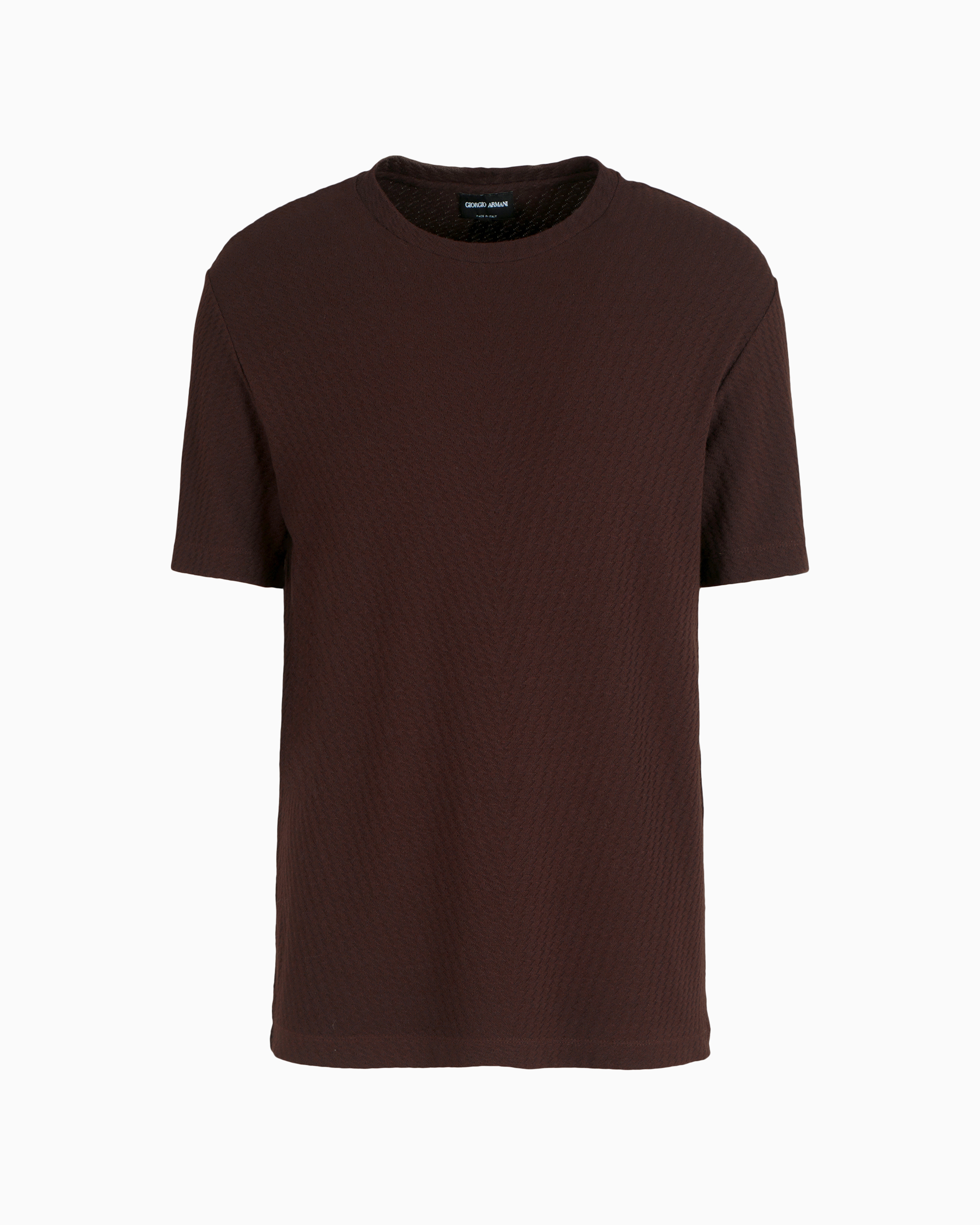 Giorgio Armani Official Store T-shirt Ras-du-cou En Jersey De Viscose Et Cachemire Jacquard In Marron