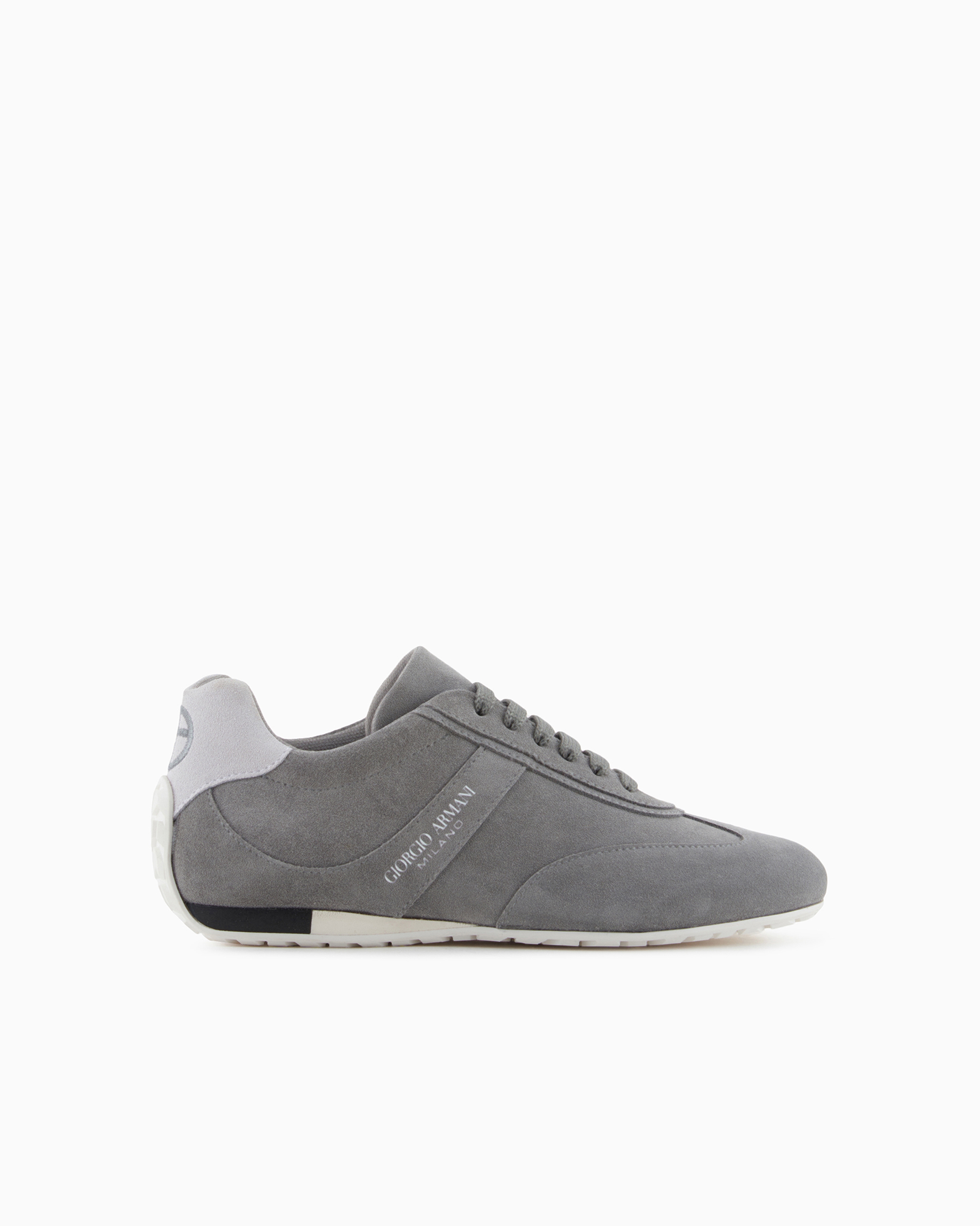 Giorgio Armani Official Store Suede Sneakers In Gris