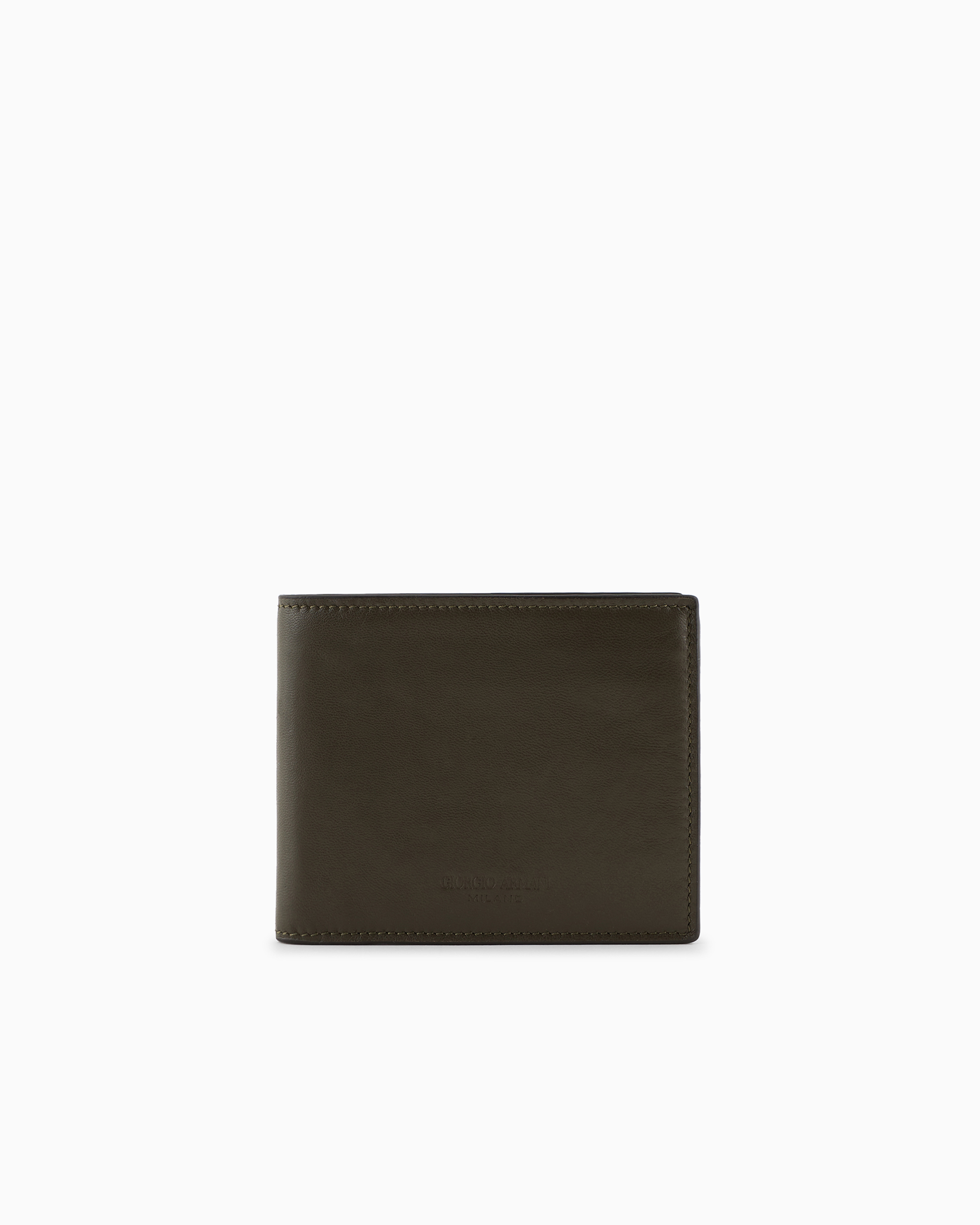 Giorgio Armani Nappa-leather Bifold Wallet In Brown