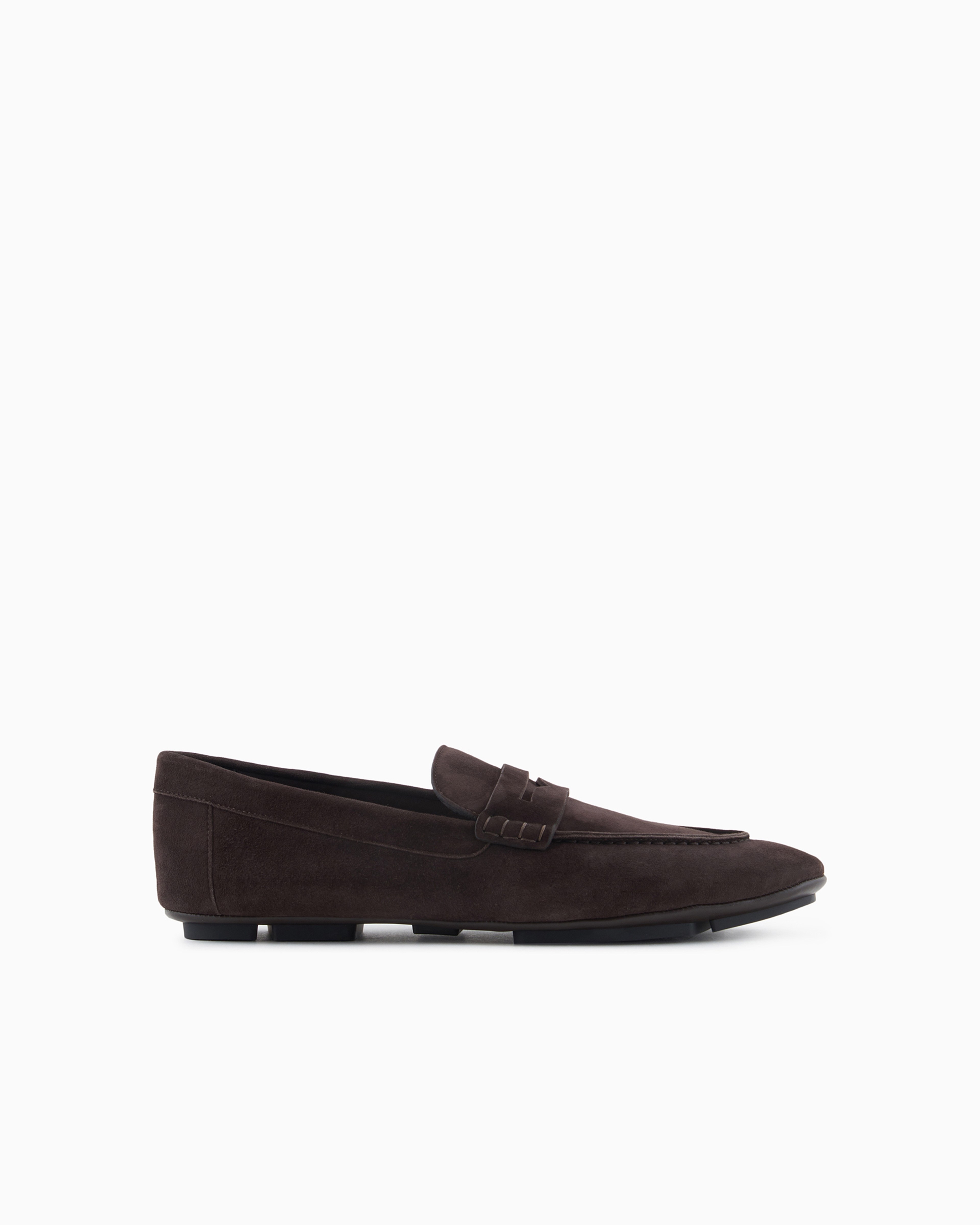 Shop Giorgio Armani Suede Loafers In Brown