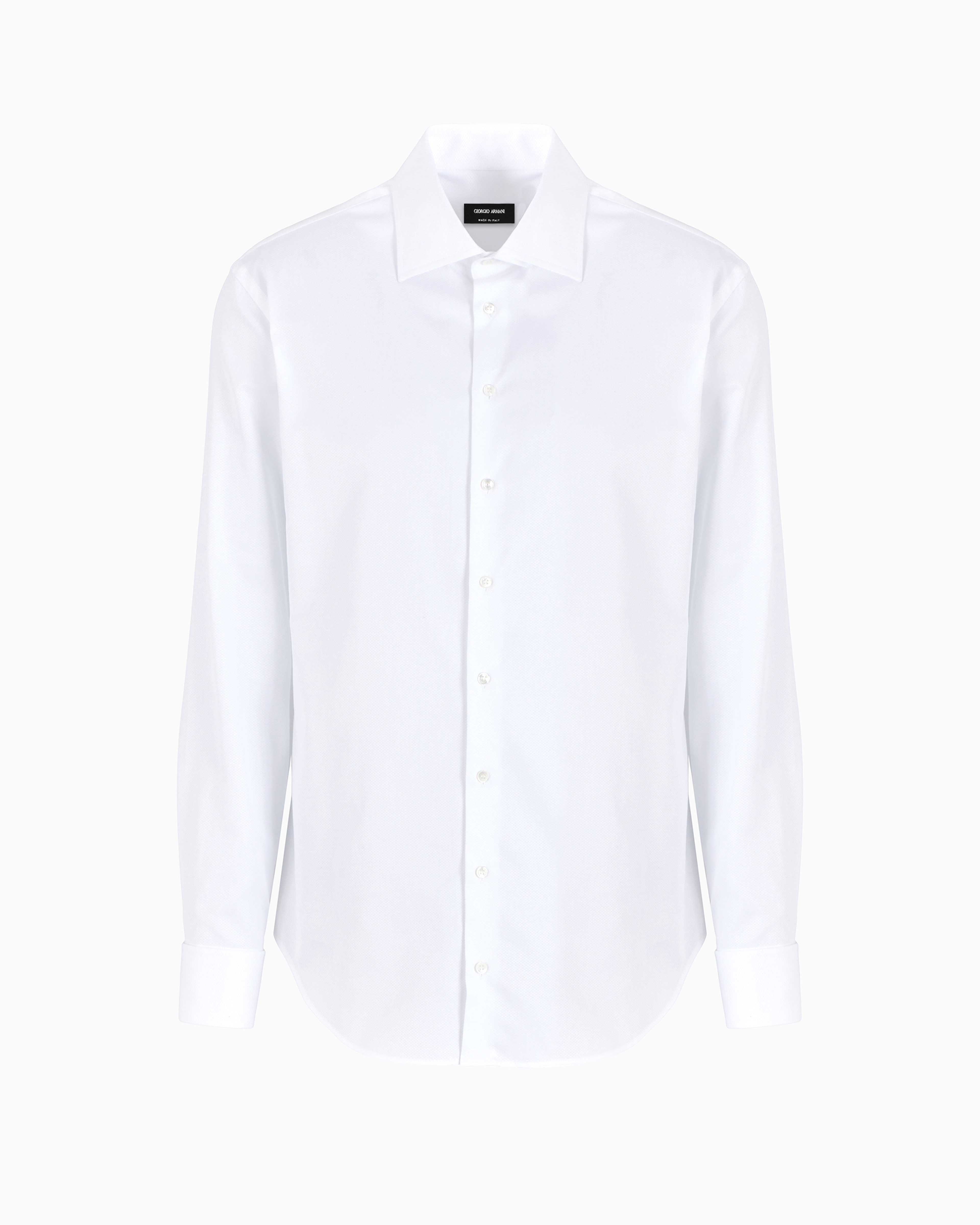 Giorgio Armani Official Store Regular-fit Shirt Made From Micro-woven Cotton In Blanc