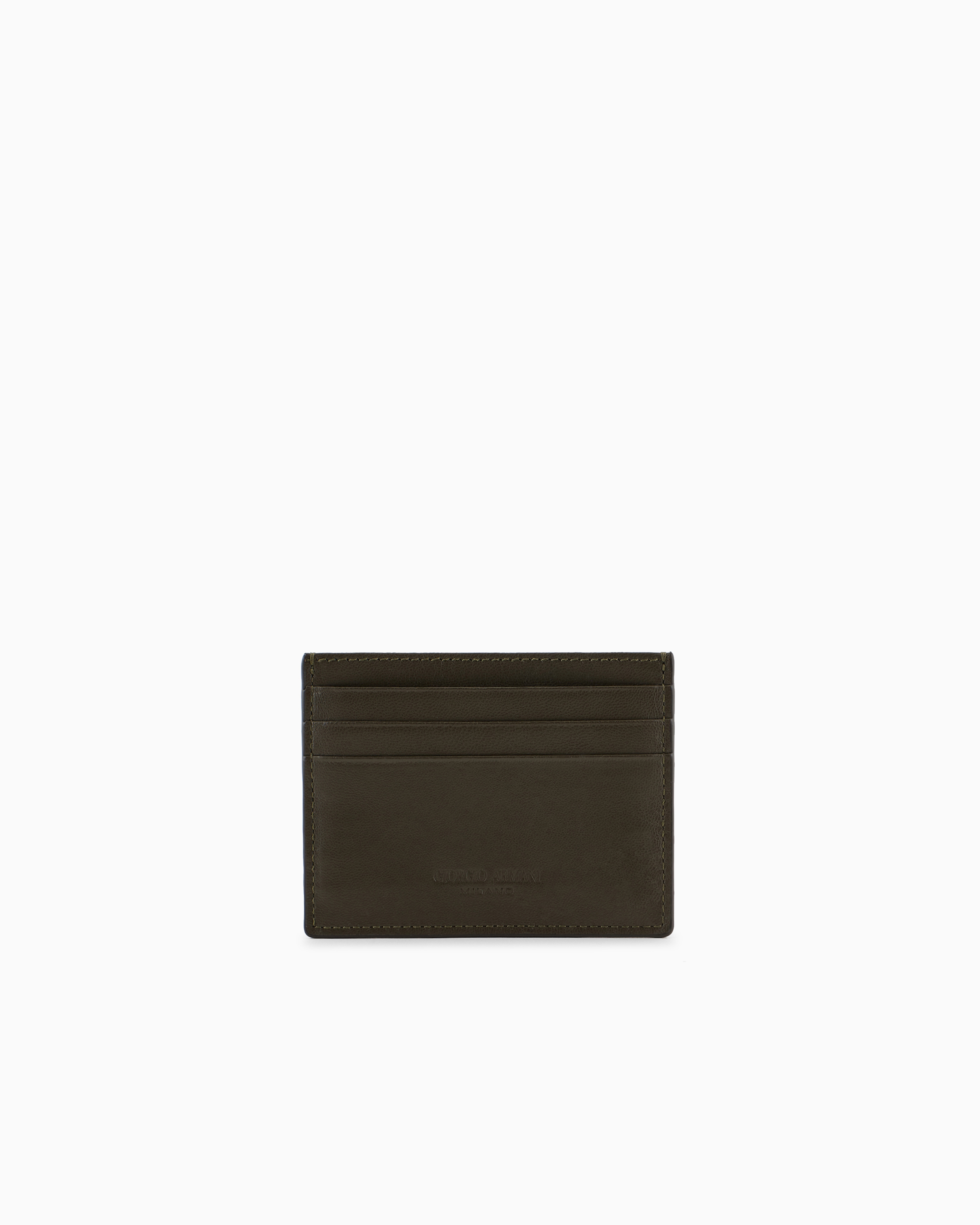 Giorgio Armani Official Store Nappa Leather Card Holder In Military Green