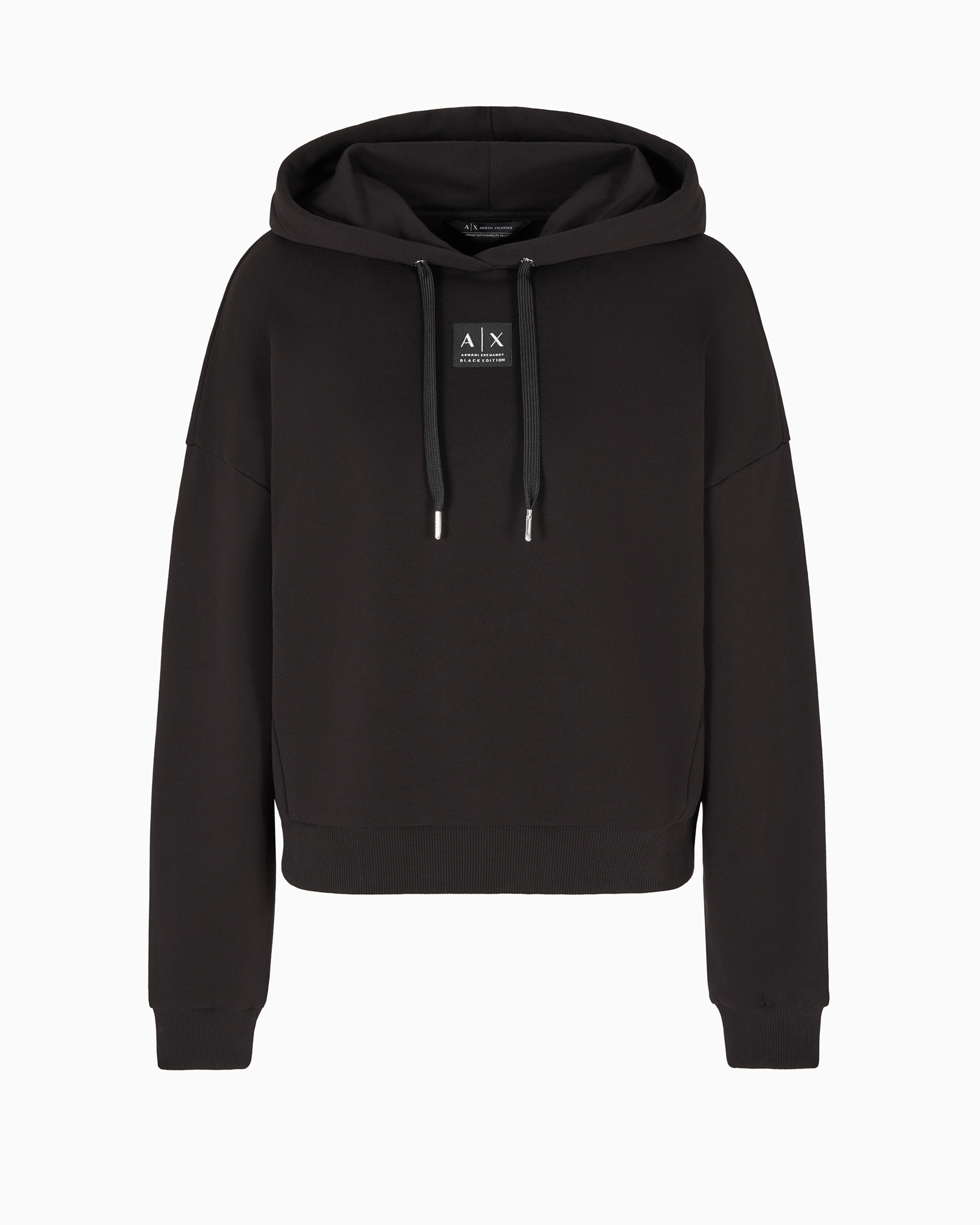 French terry hoodie with logo label | Armani Exchange US