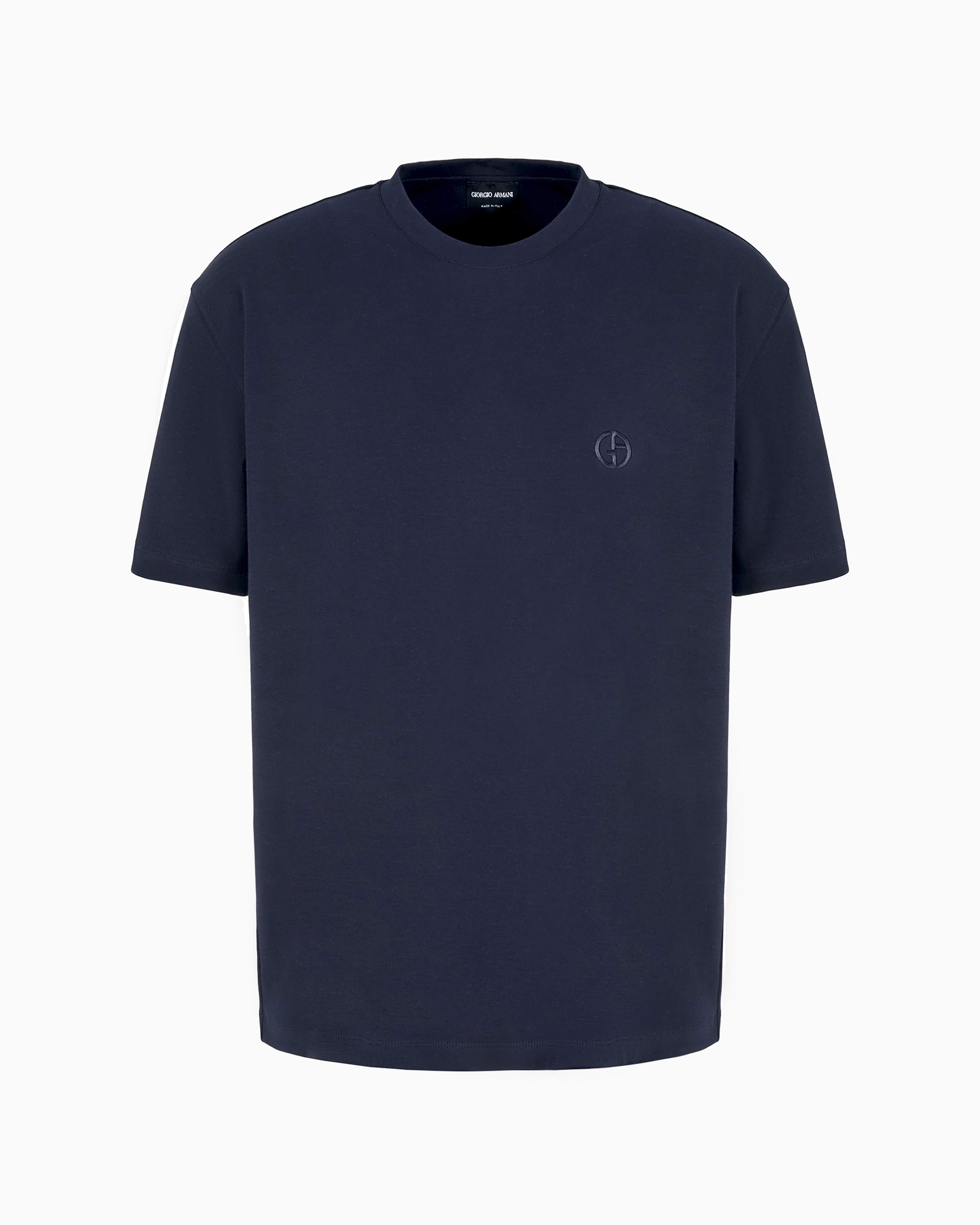 Shop Giorgio Armani Cashmere And Cotton Interlock Crew-neck T-shirt In Blue