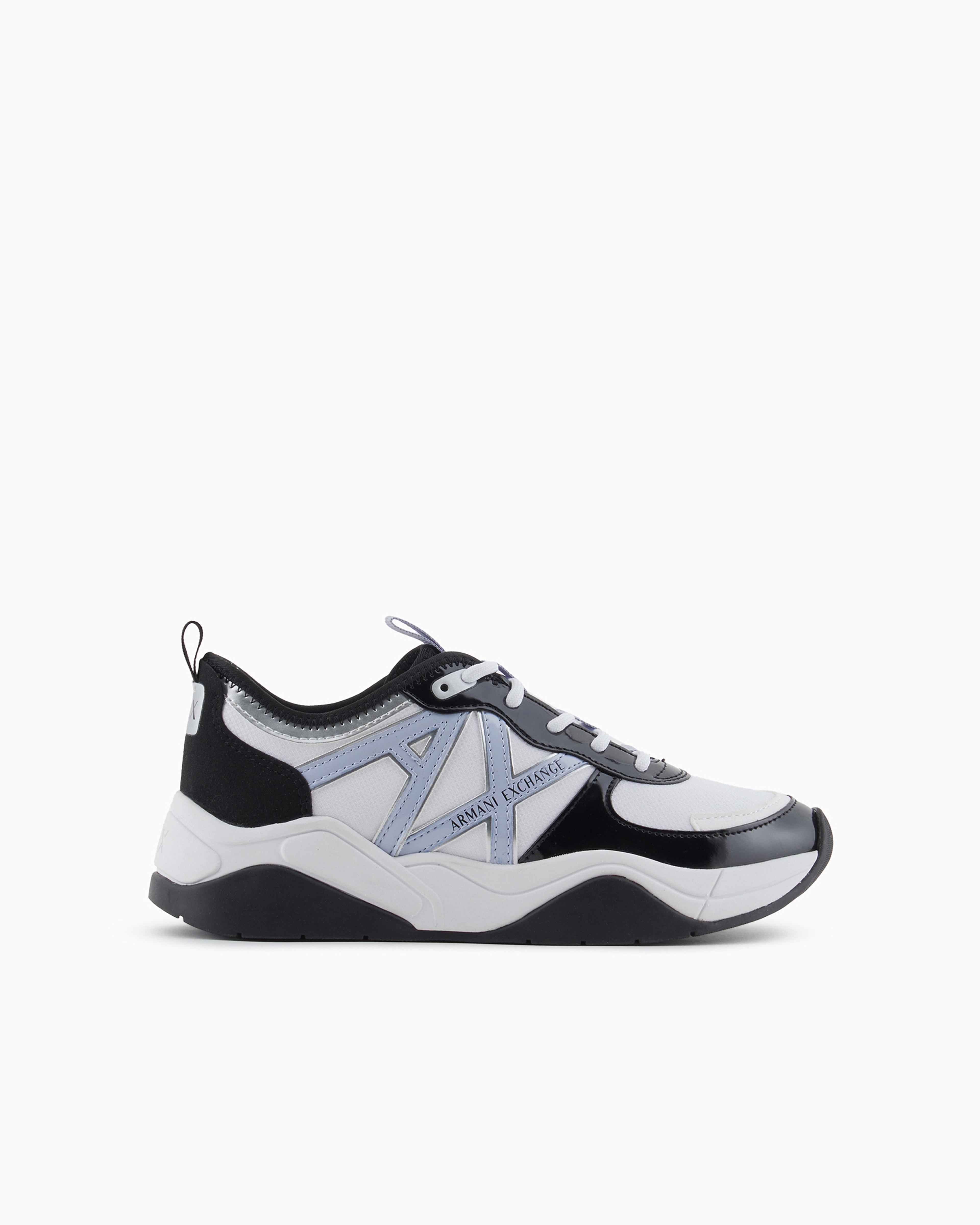 Armani Exchange Official Store Chunky Sneakers With Logo In Azure