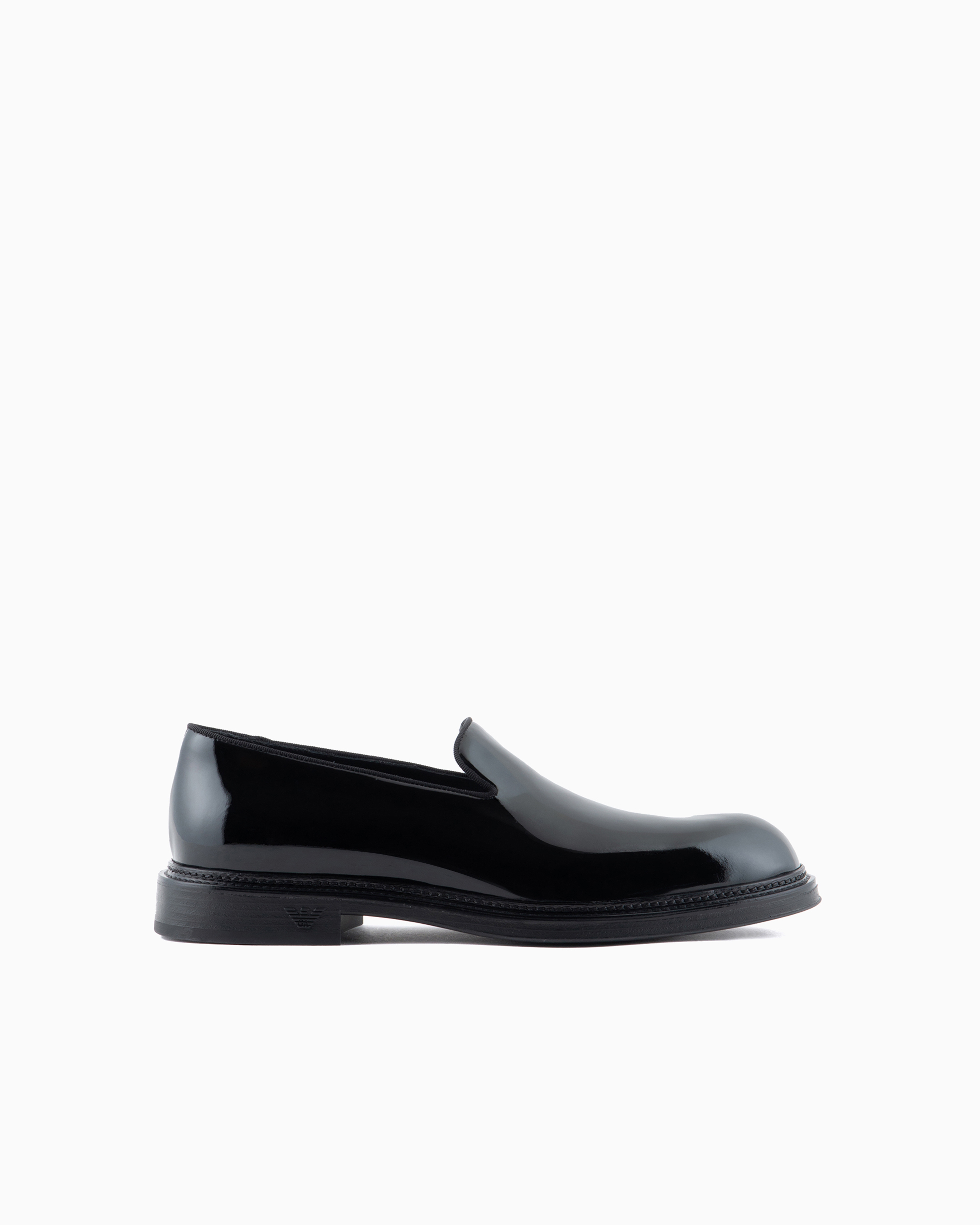 Emporio Armani Official Store Patent-leather Slipper Loafers In Black