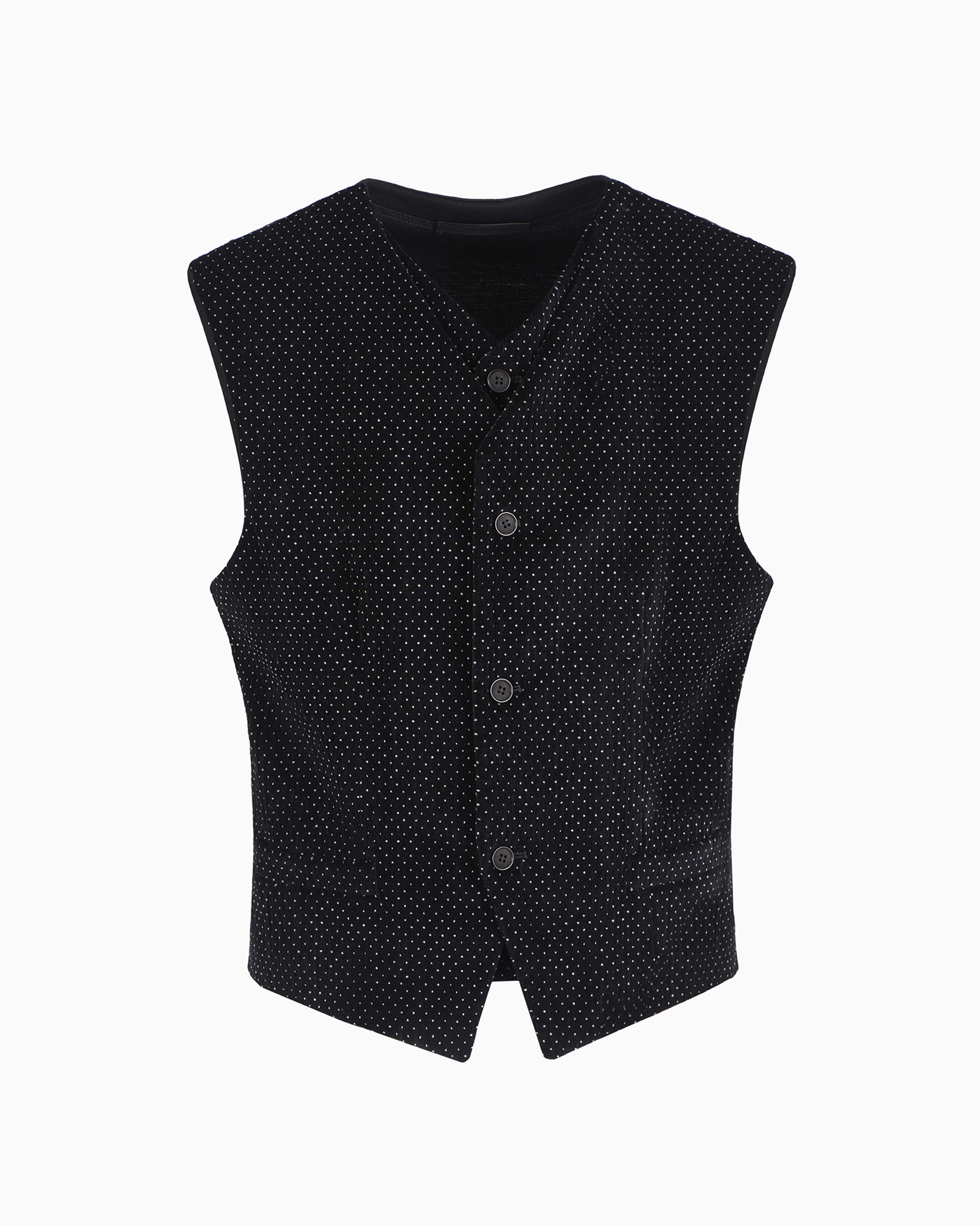 Giorgio Armani Single-breasted Waistcoat In Seersucker Velvet With A Polka-dot Motif In Pattern