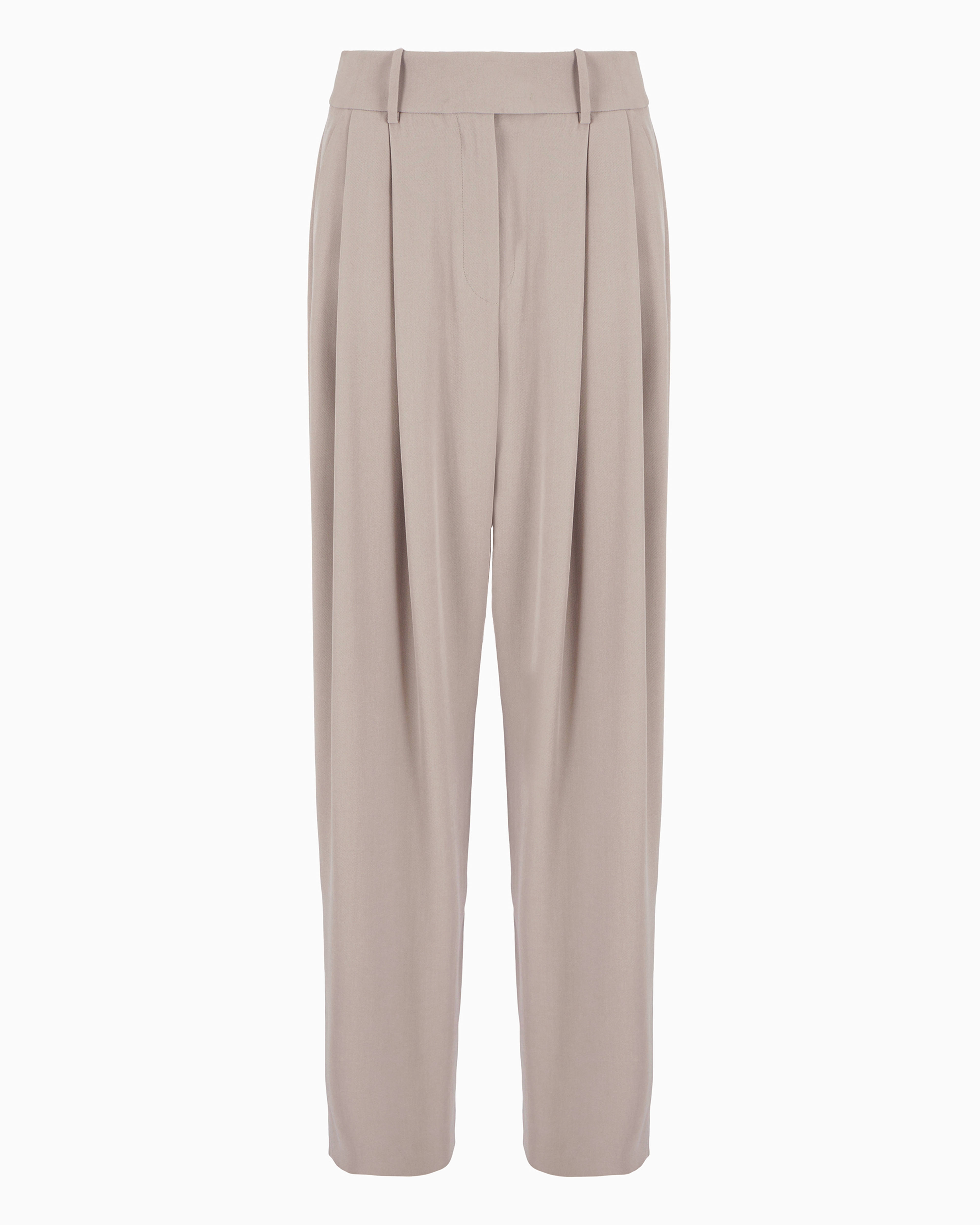 Giorgio Armani Official Store Washed Silk Trousers In Beige