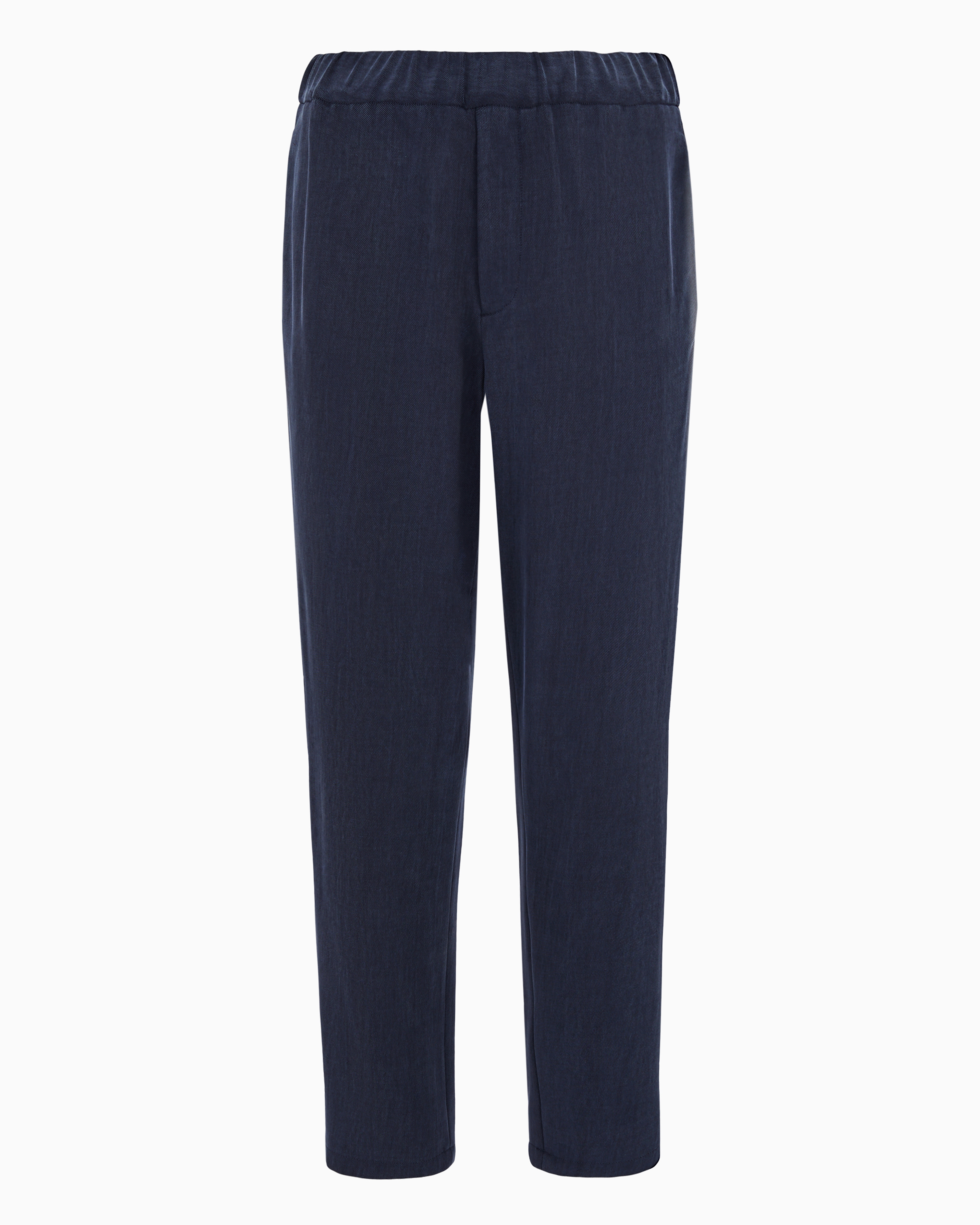 Giorgio Armani Official Store Technical Waffle Flat-front Trousers In Bleu