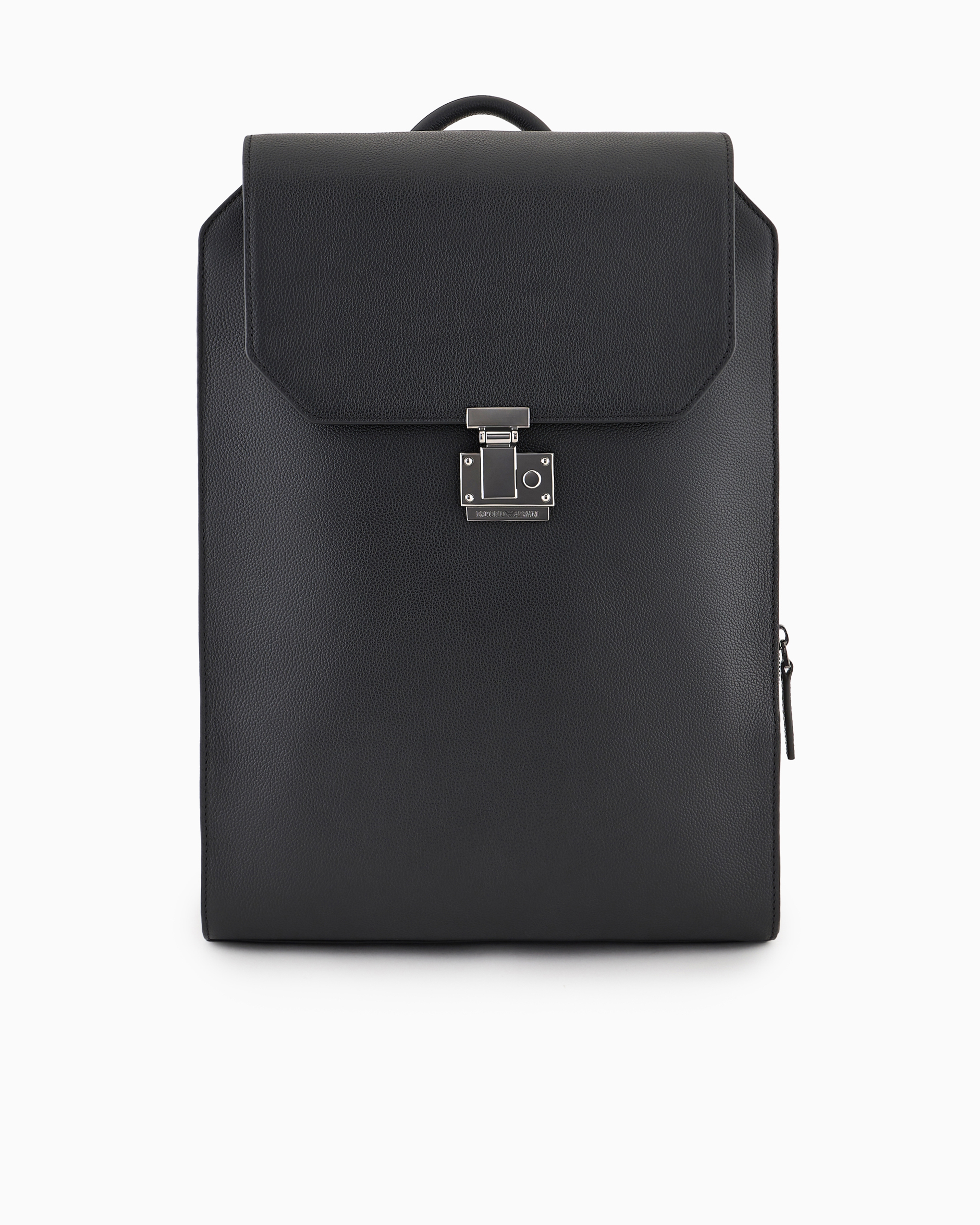 Emporio Armani Official Store Tumbled-leather Backpack With Flap And Laptop Compartment In Pattern