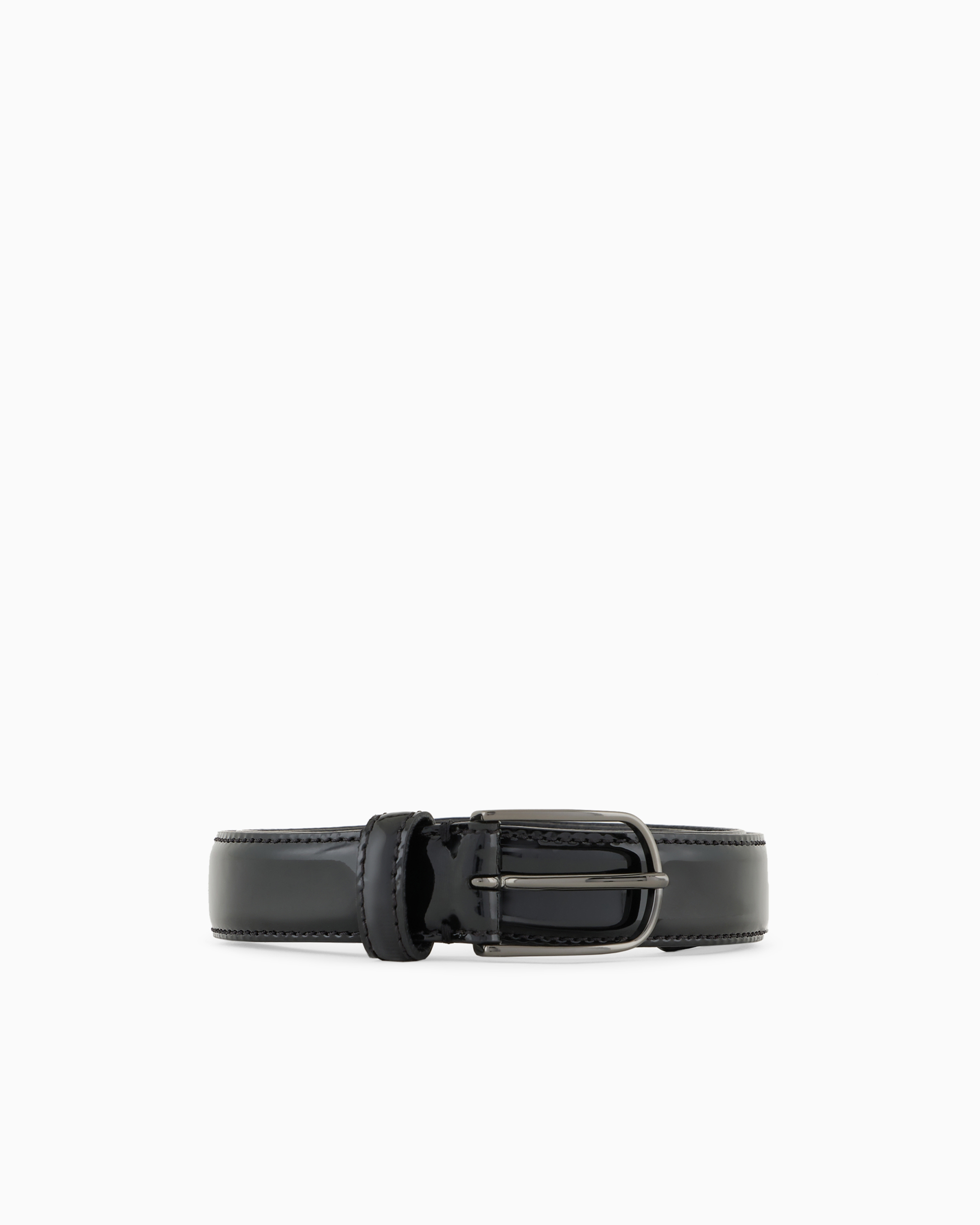 Emporio Armani Official Store Patent Leather Belt In Black